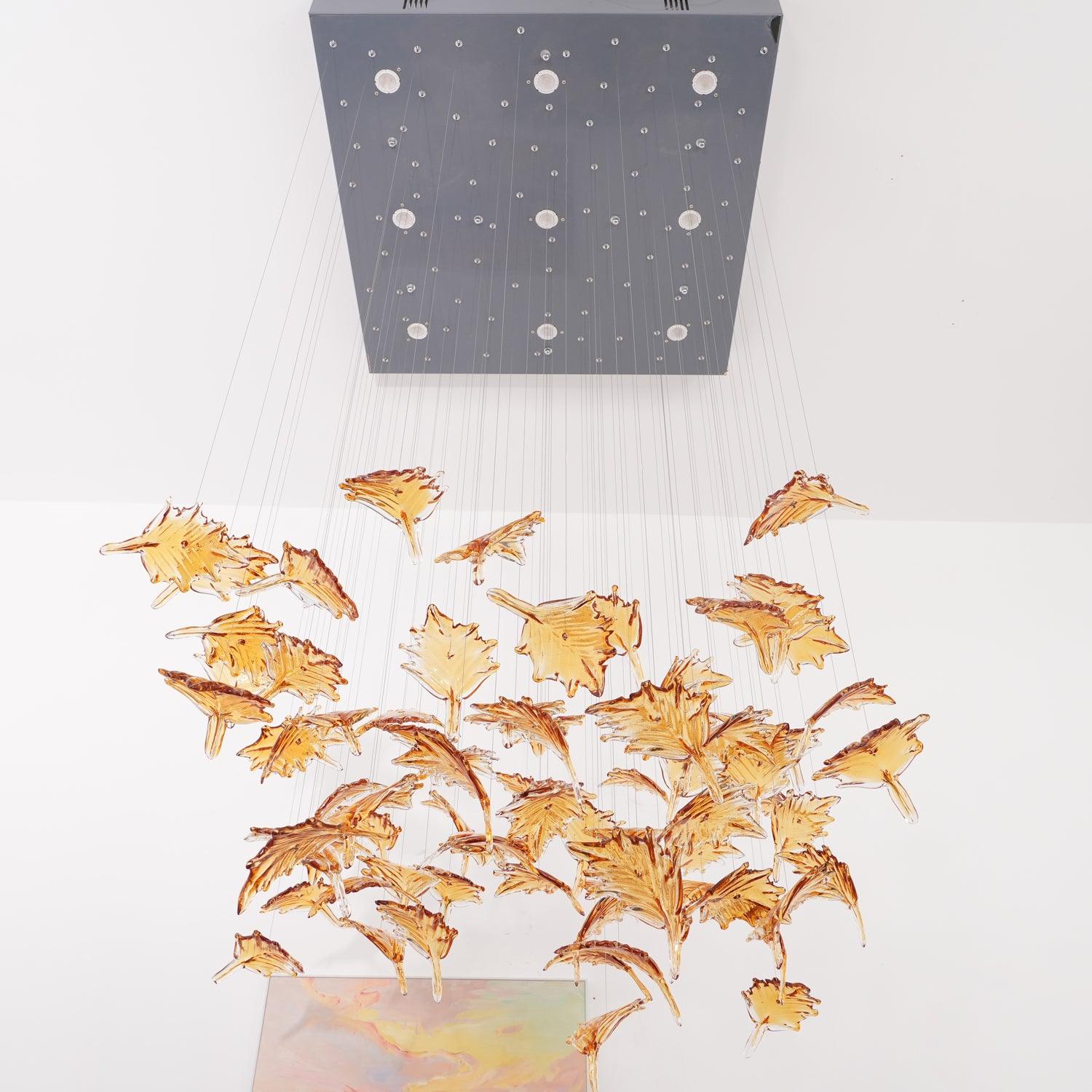 Multicolor Crystal Maple Leaf Electrolier Chandelier