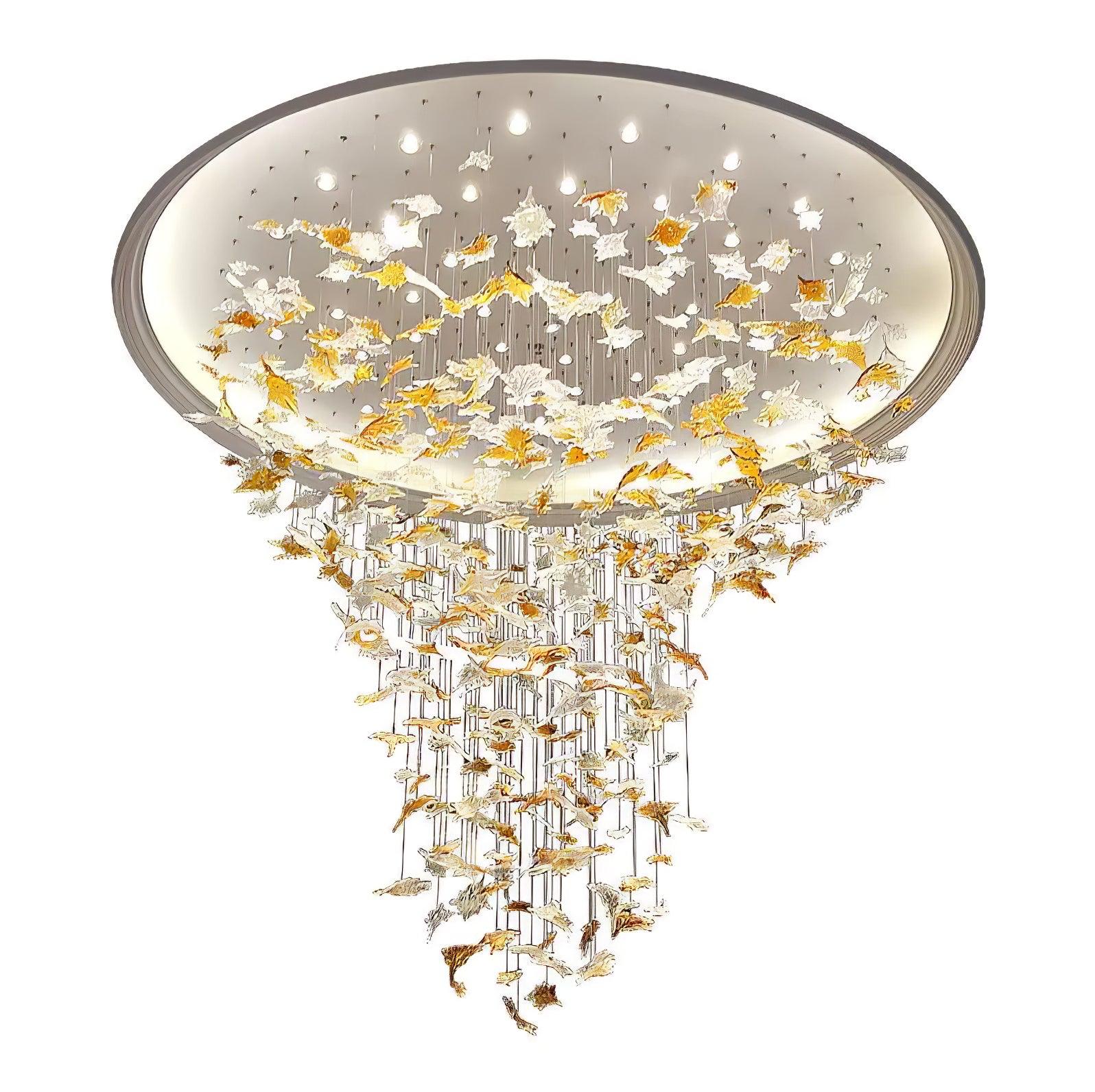 Multicolor Crystal Maple Leaf Electrolier Chandelier