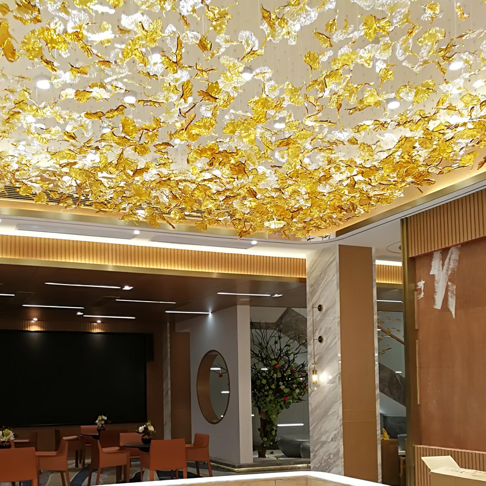 Multicolor Crystal Maple Leaf Electrolier Chandelier