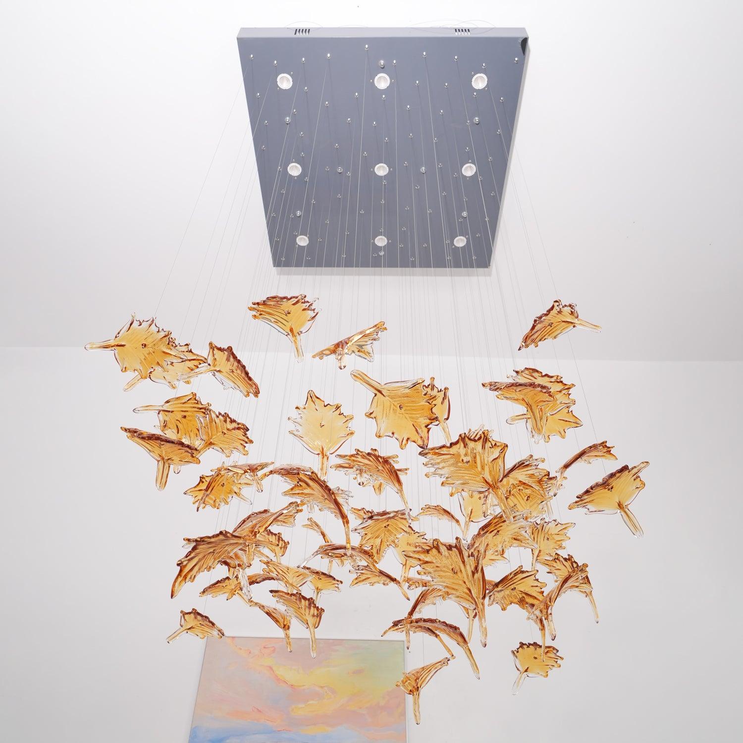 Multicolor Crystal Maple Leaf Electrolier Chandelier