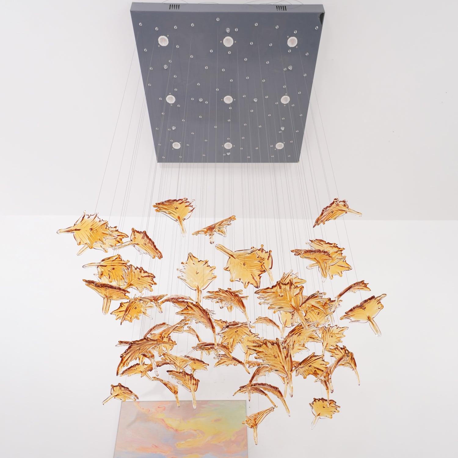 Multicolor Crystal Maple Leaf Electrolier Chandelier