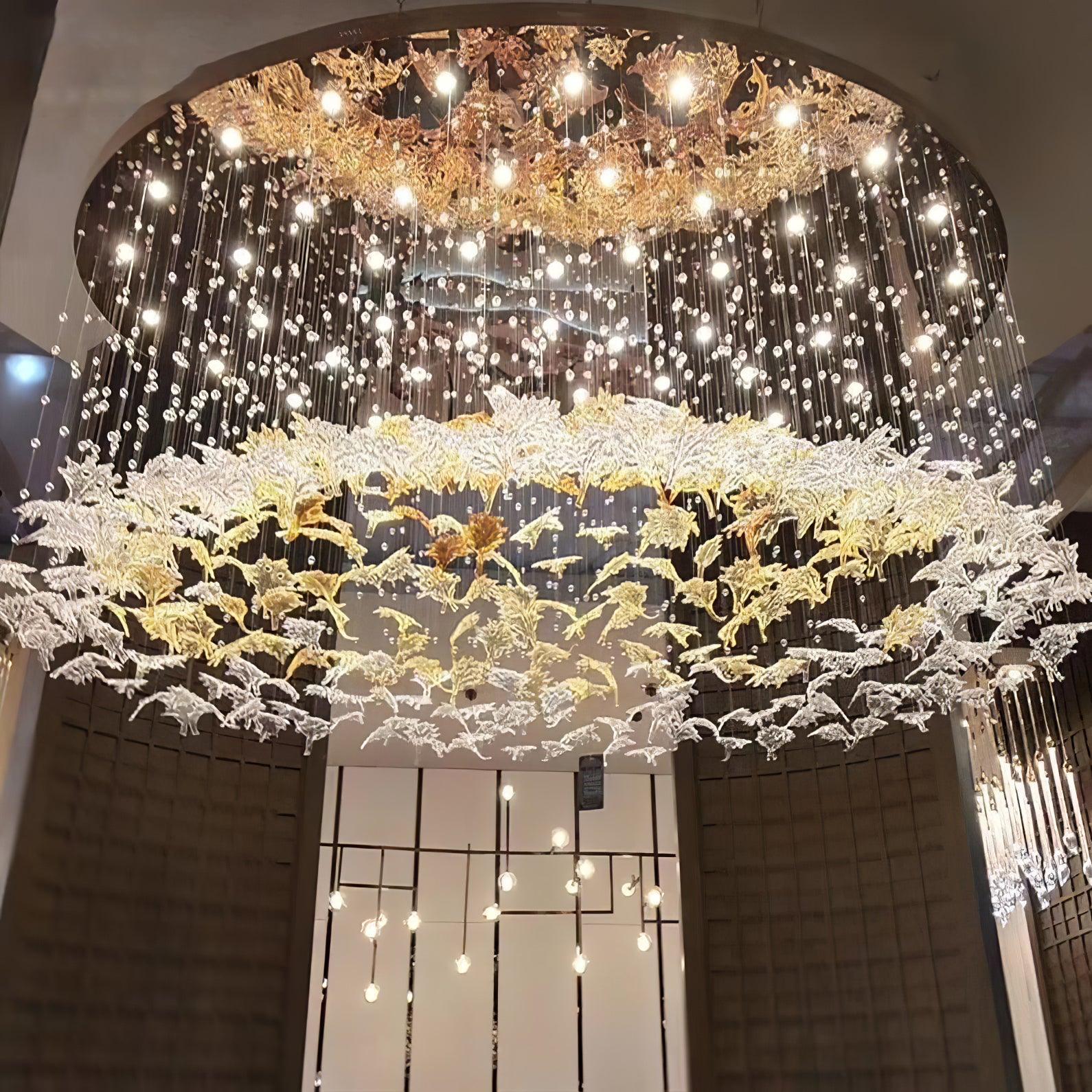 Multicolor Crystal Maple Leaf Electrolier Chandelier