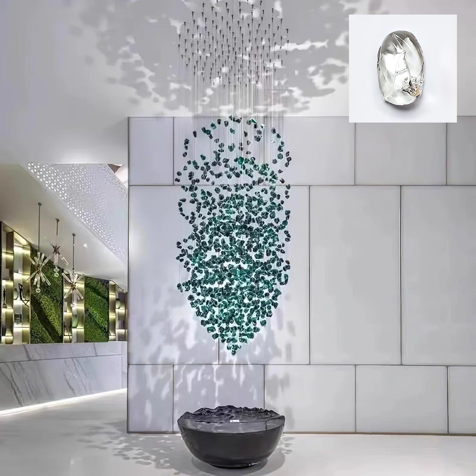 stone chandelier shown as a main product image for open living spaces