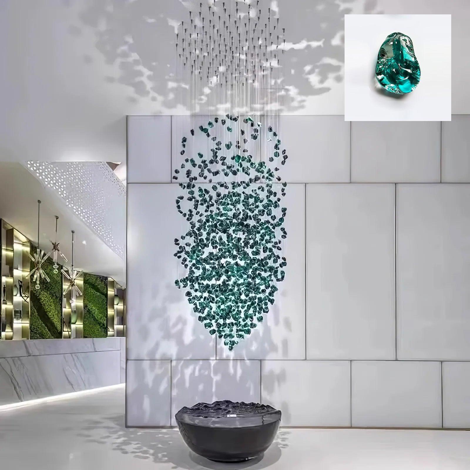 stone chandelier shown as a main product image for open living spaces