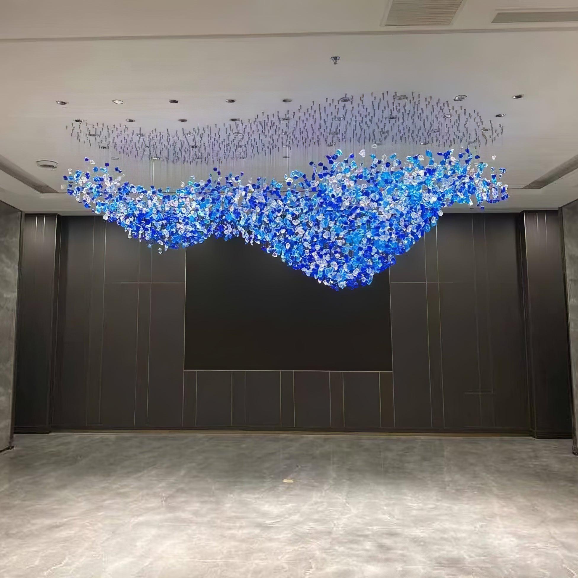 stone chandelier shown as a main product image for open living spaces