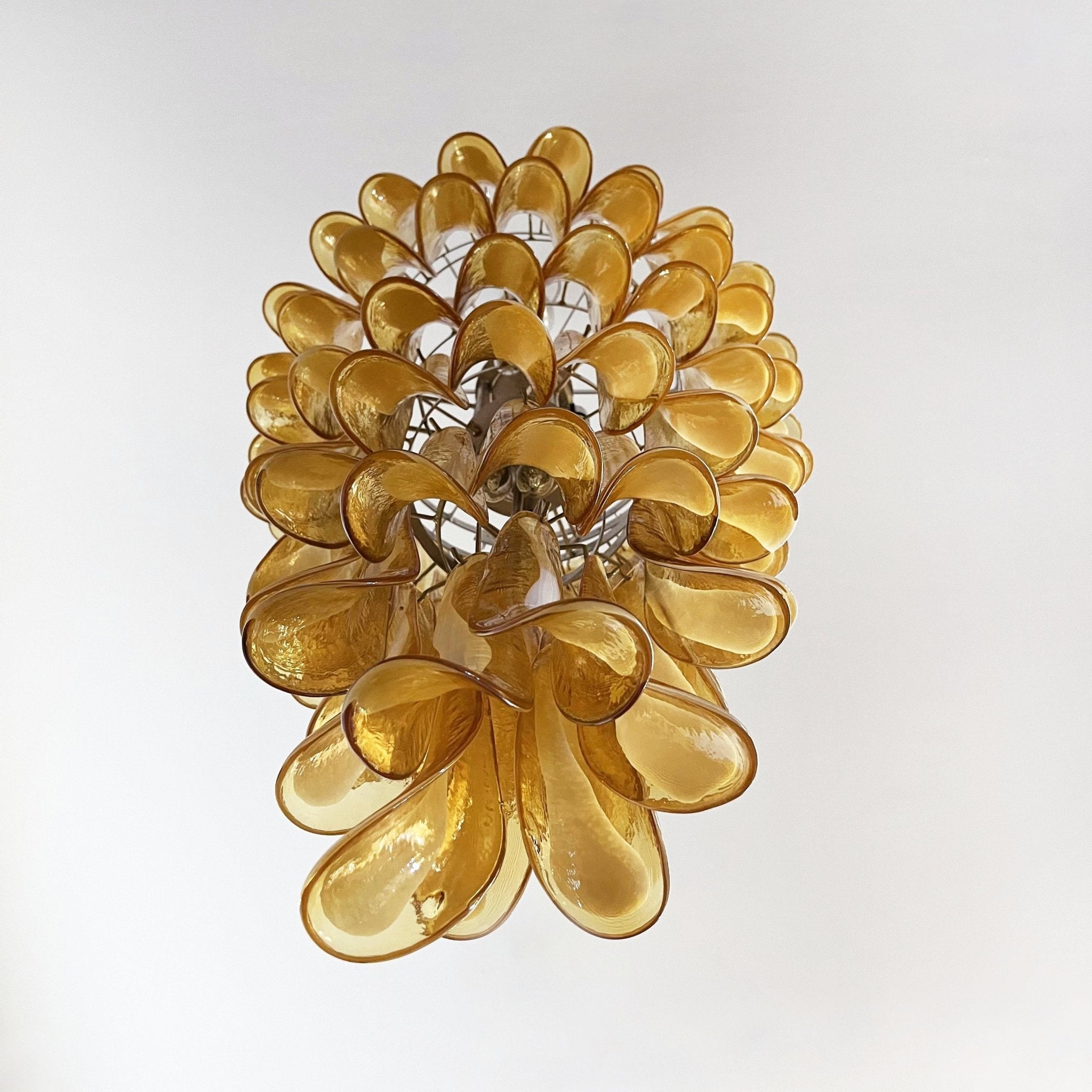 Murano Amber Petals Spiral Chandelier detail view 9
