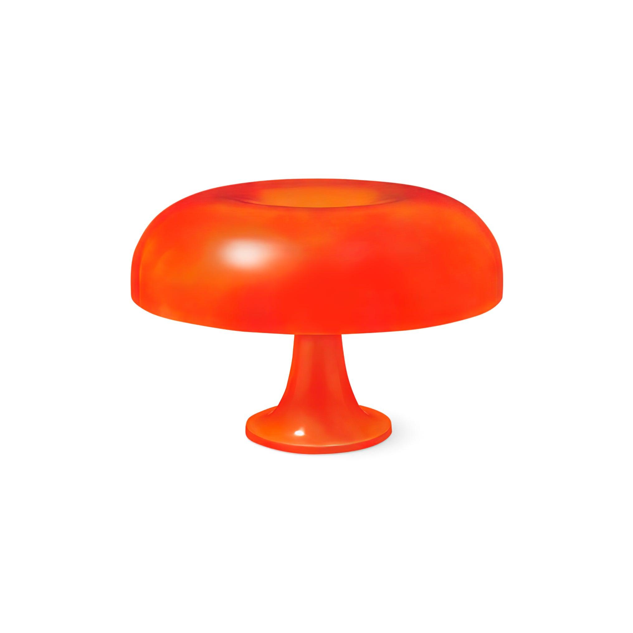 Side view of metal table lamp for scale and shape reference