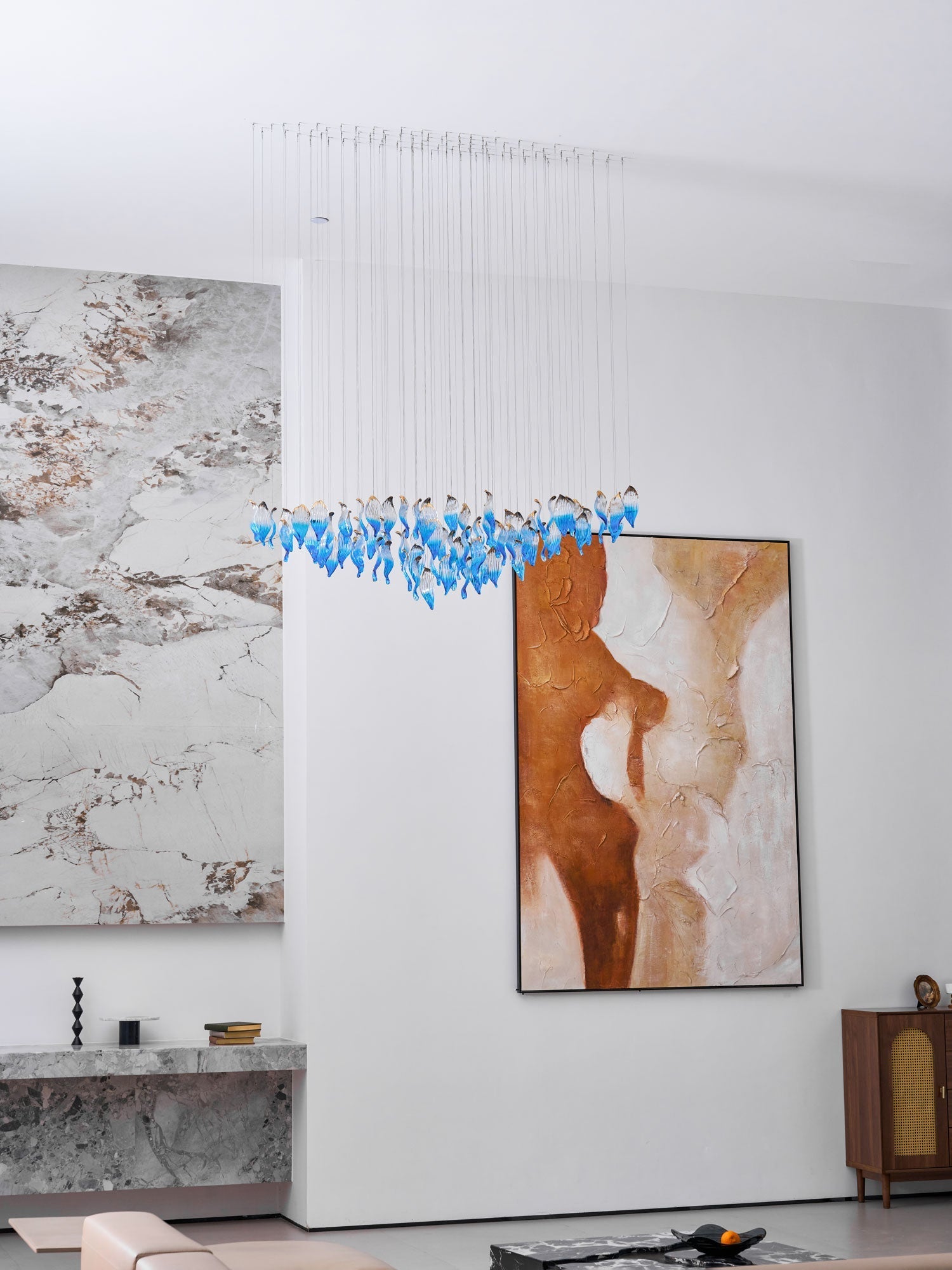 Ocean Drift Blown Glass Customizable Chandelier