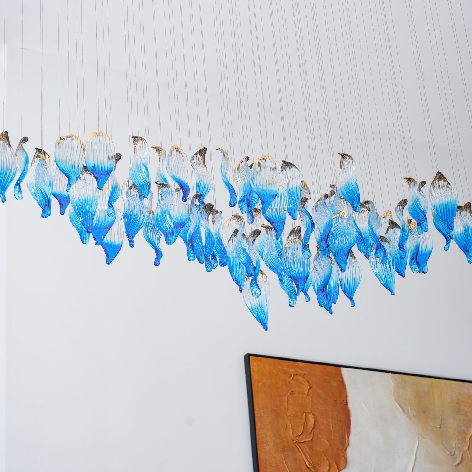 Ocean Drift Blown Glass Customizable Chandelier