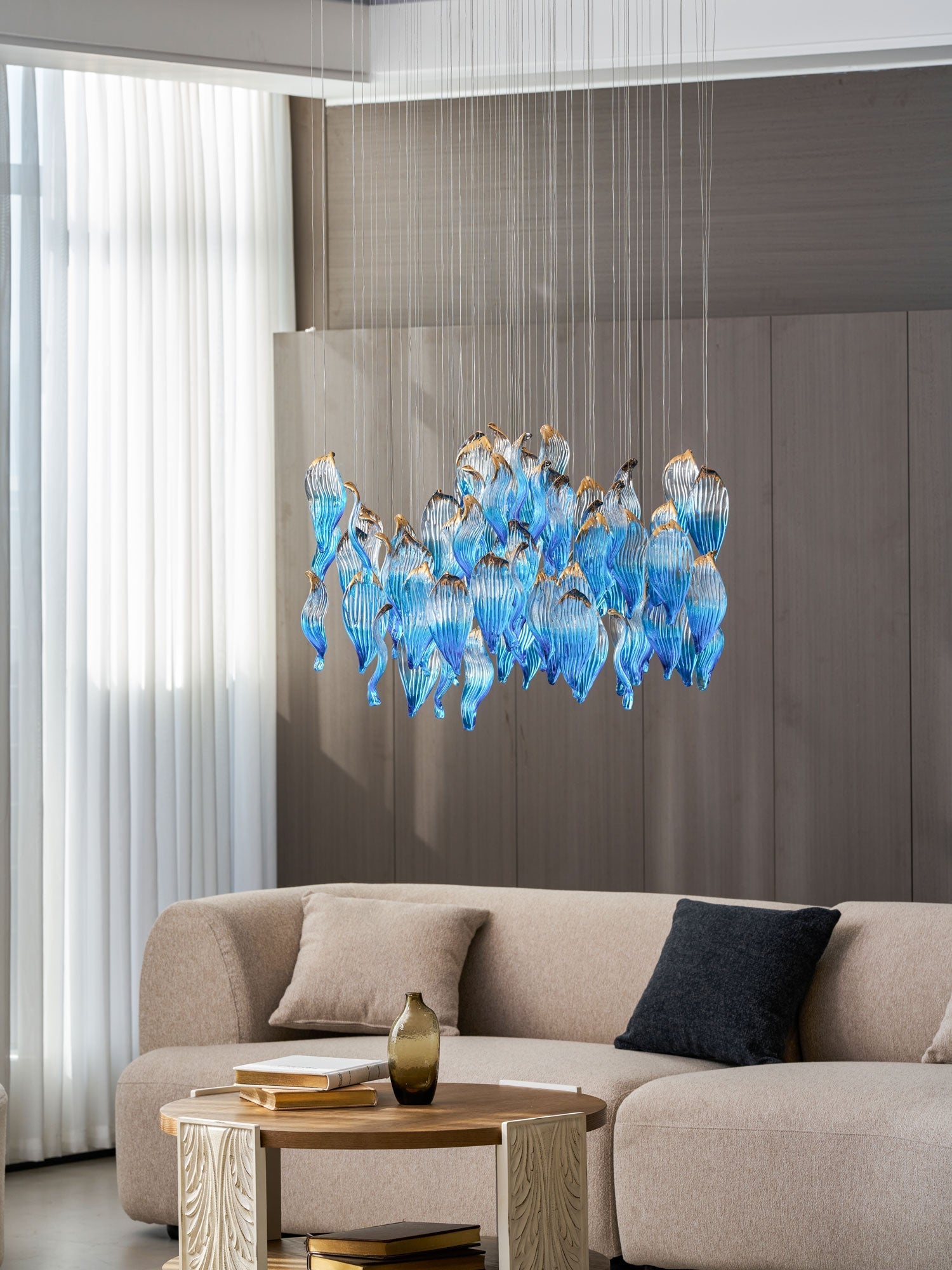 Ocean Drift Blown Glass Customizable Chandelier
