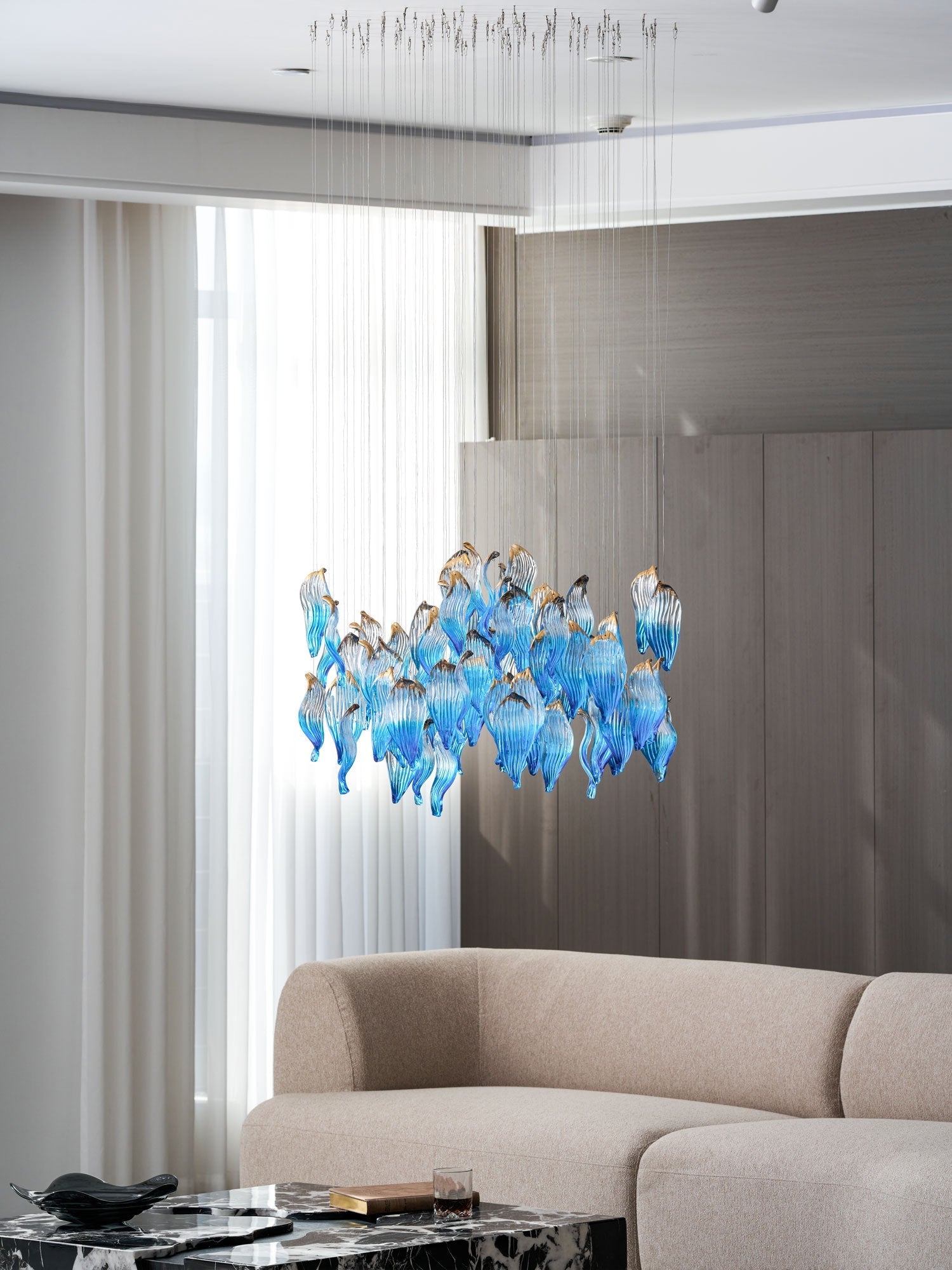 Ocean Drift Blown Glass Customizable Chandelier