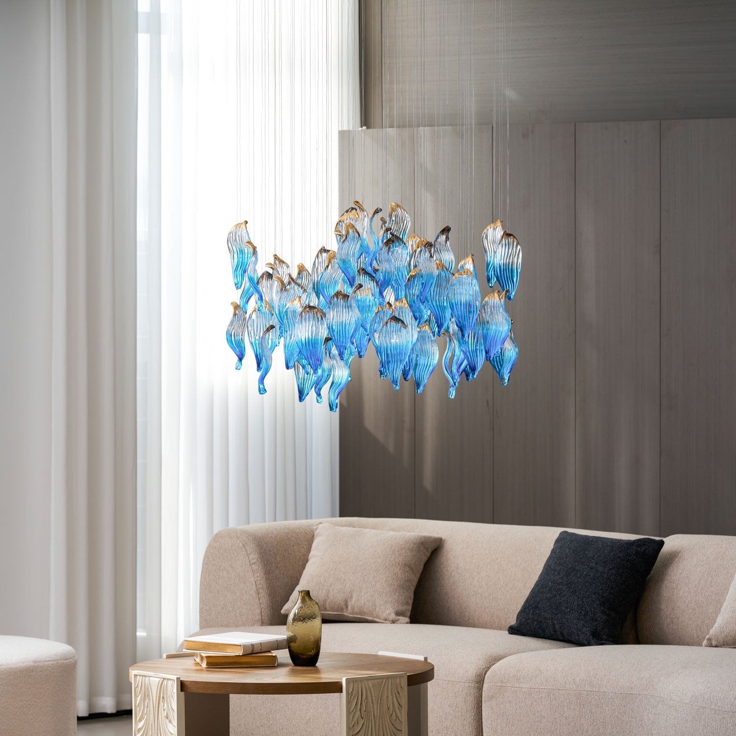 Ocean Drift Blown Glass Customizable Chandelier