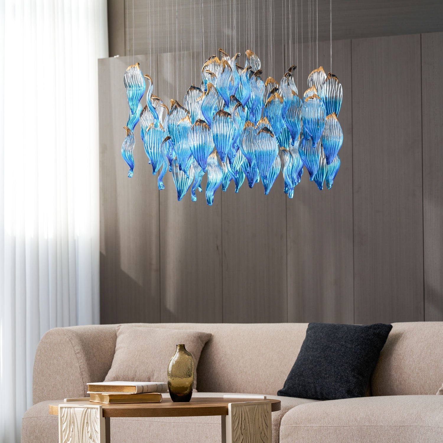 Ocean Drift Blown Glass Customizable Chandelier