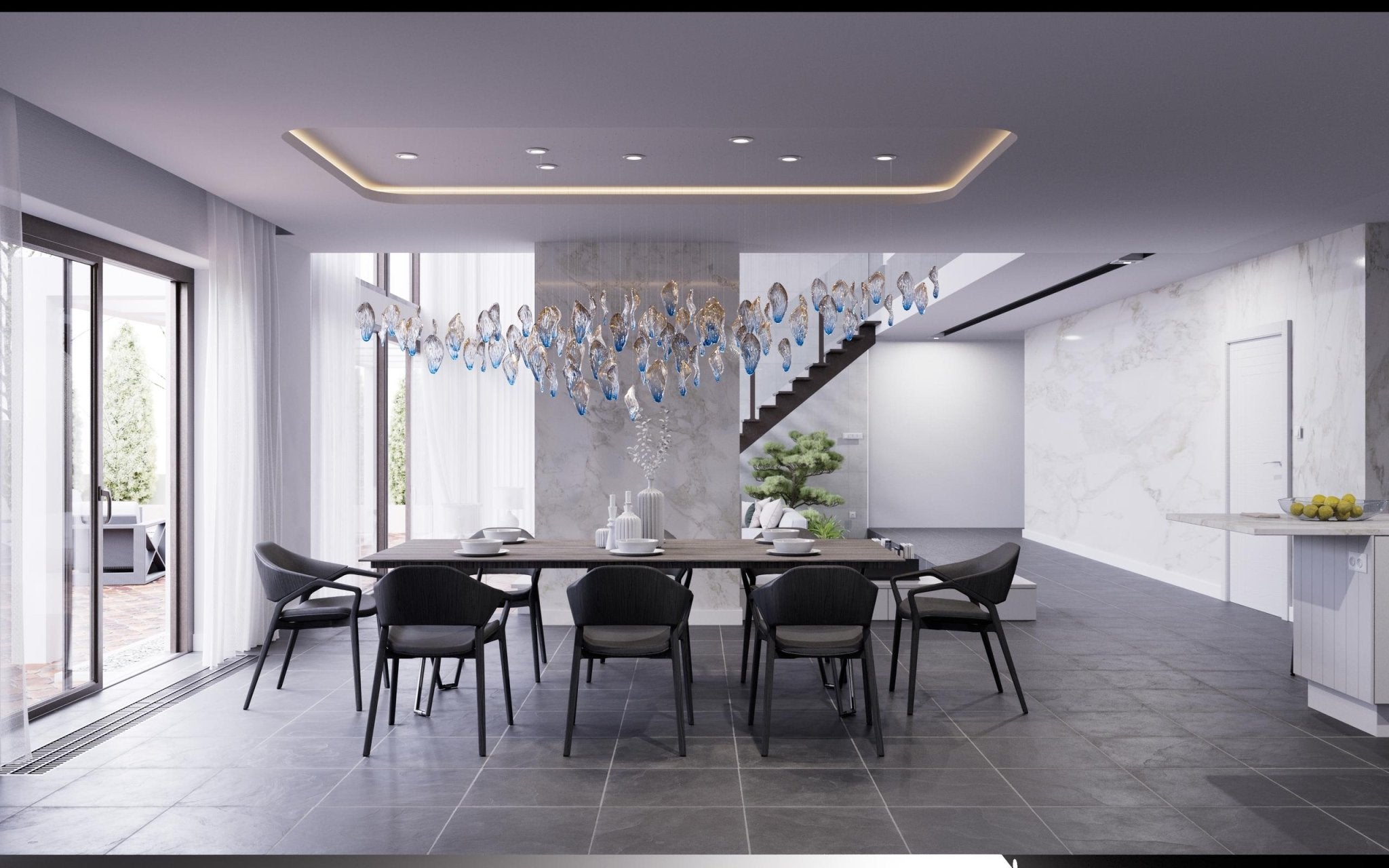 Ocean Drift Blown Glass Customizable Chandelier