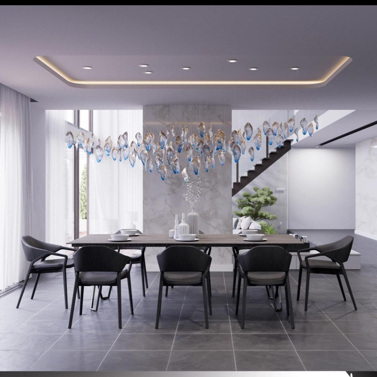 Ocean Drift Blown Glass Customizable Chandelier