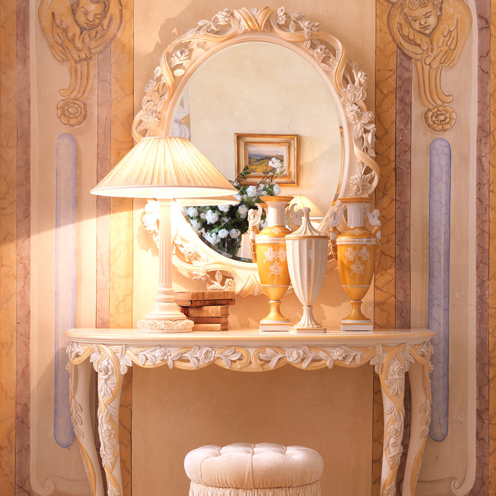 Ornate Rose Design Italian Table Lamp