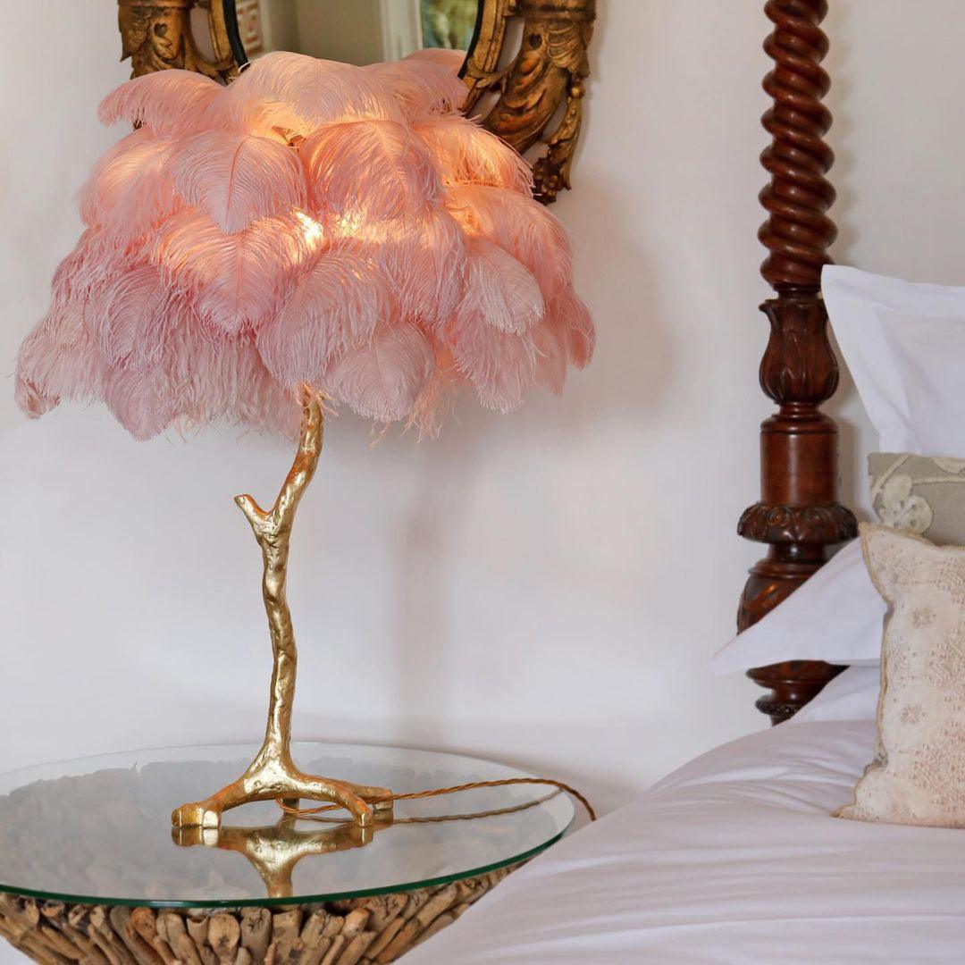 Ostrich Feather Reading Table Lamp