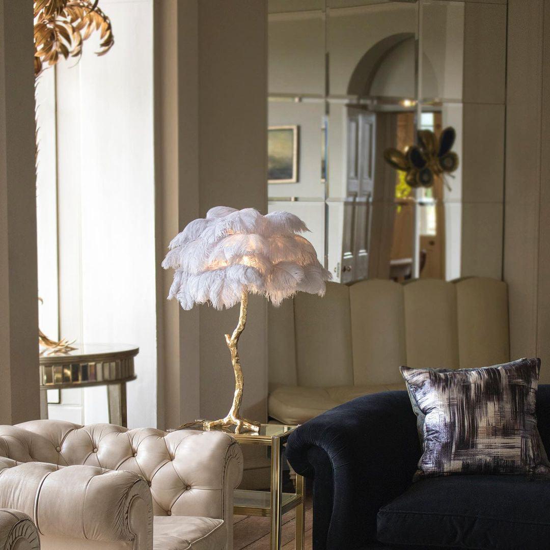 Ostrich Feather Reading Table Lamp