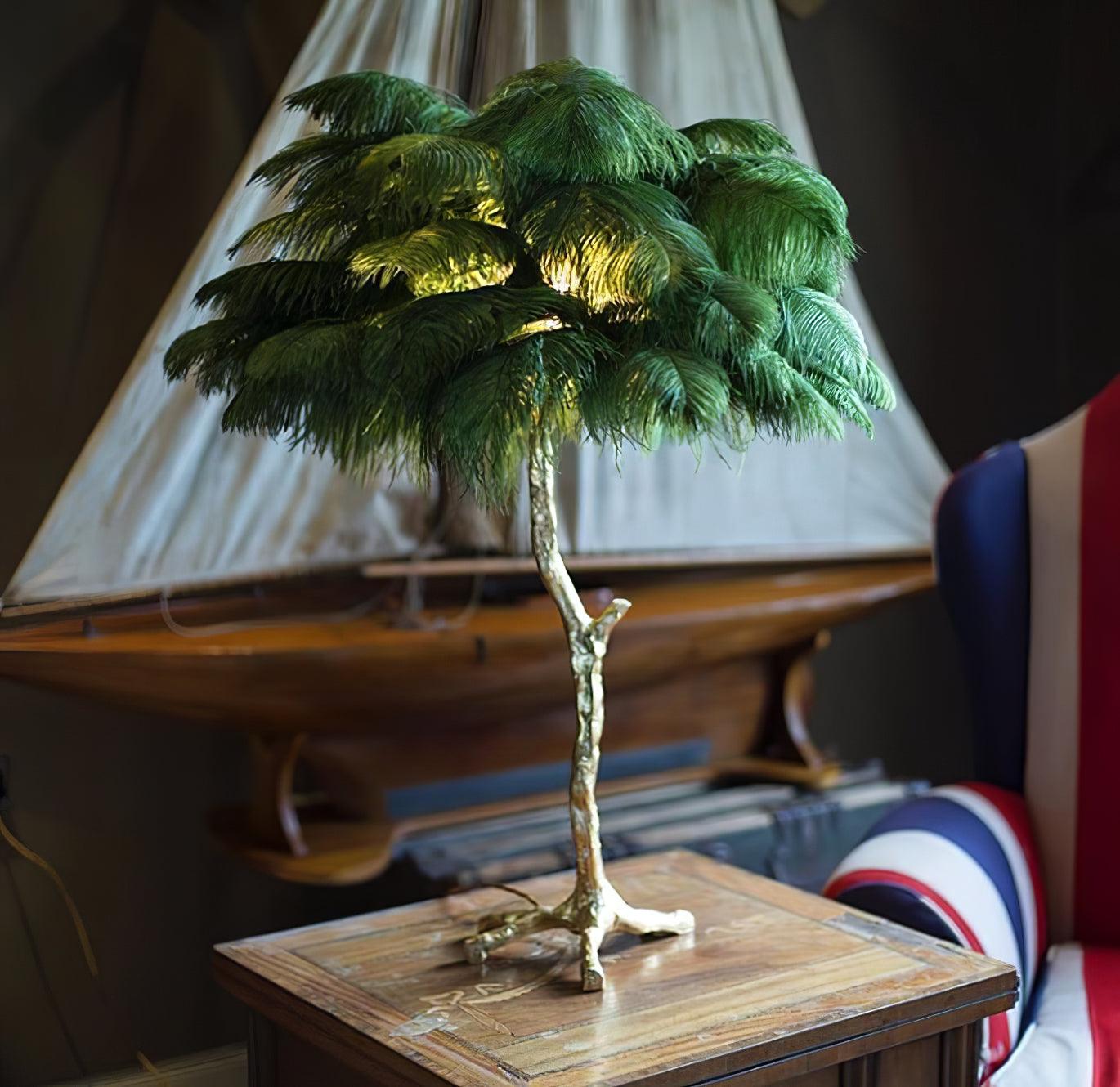 Ostrich Feather Reading Table Lamp
