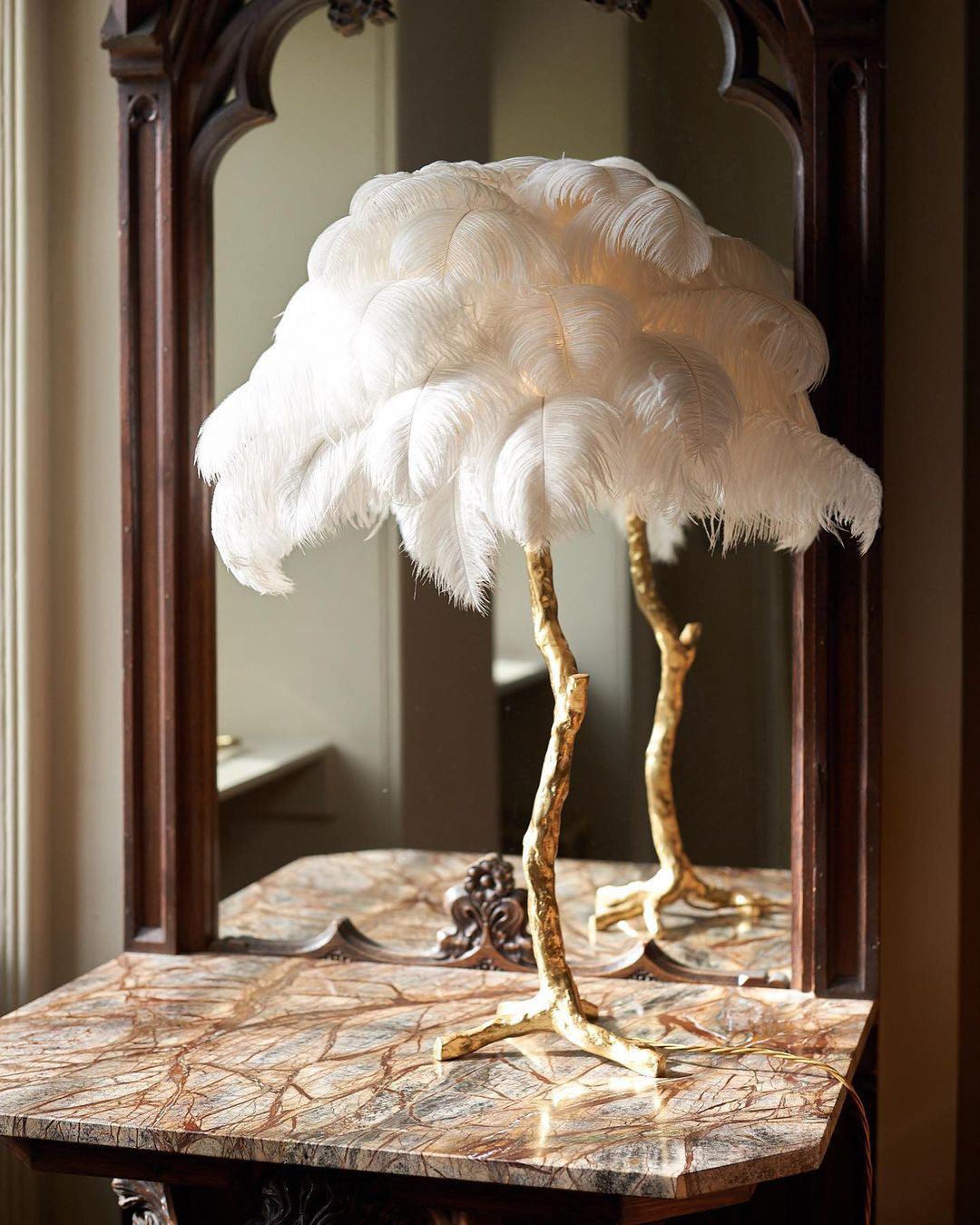 Ostrich Feather Reading Table Lamp