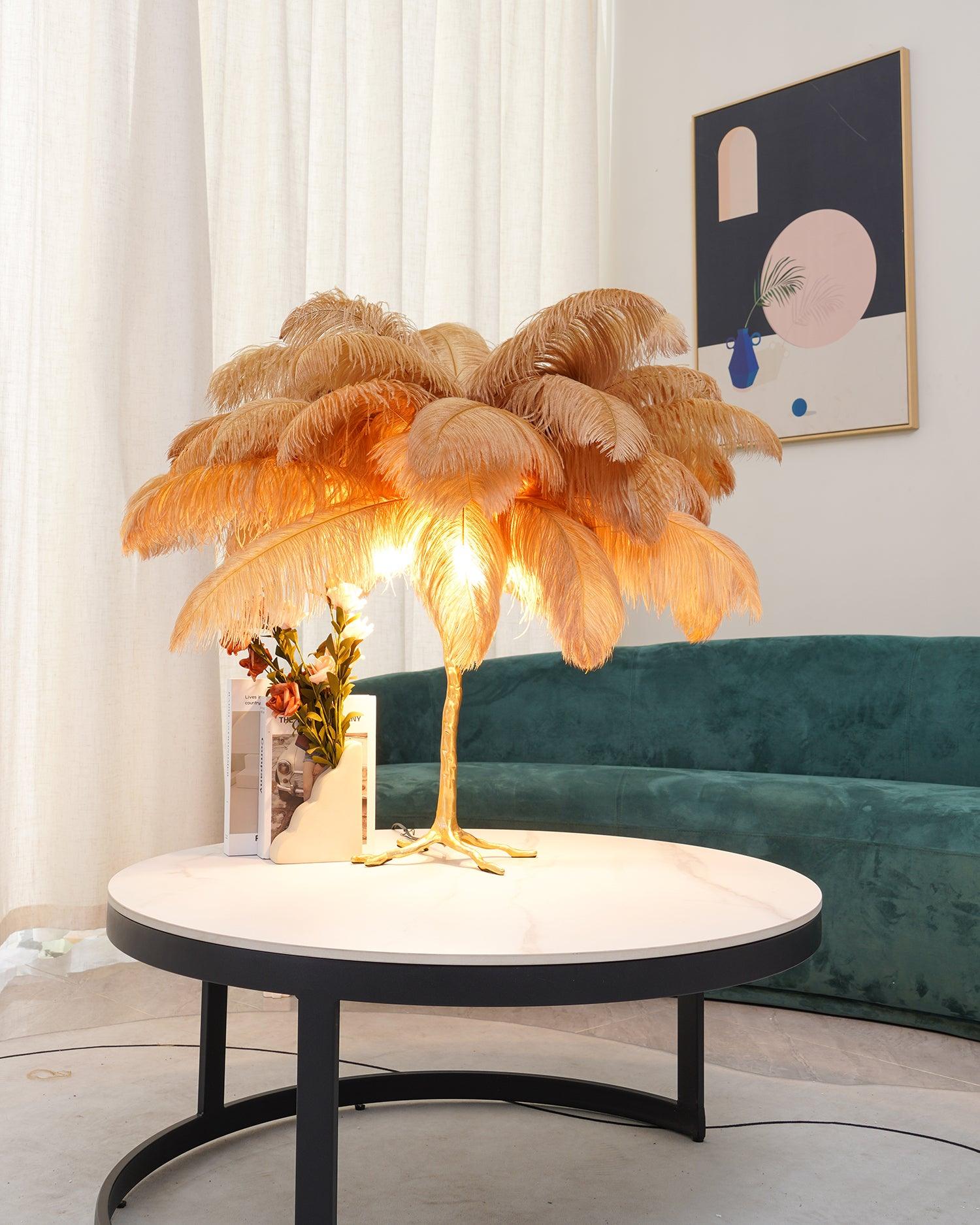 Ostrich Feather Reading Table Lamp