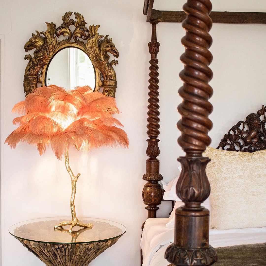 Ostrich Feather Reading Table Lamp