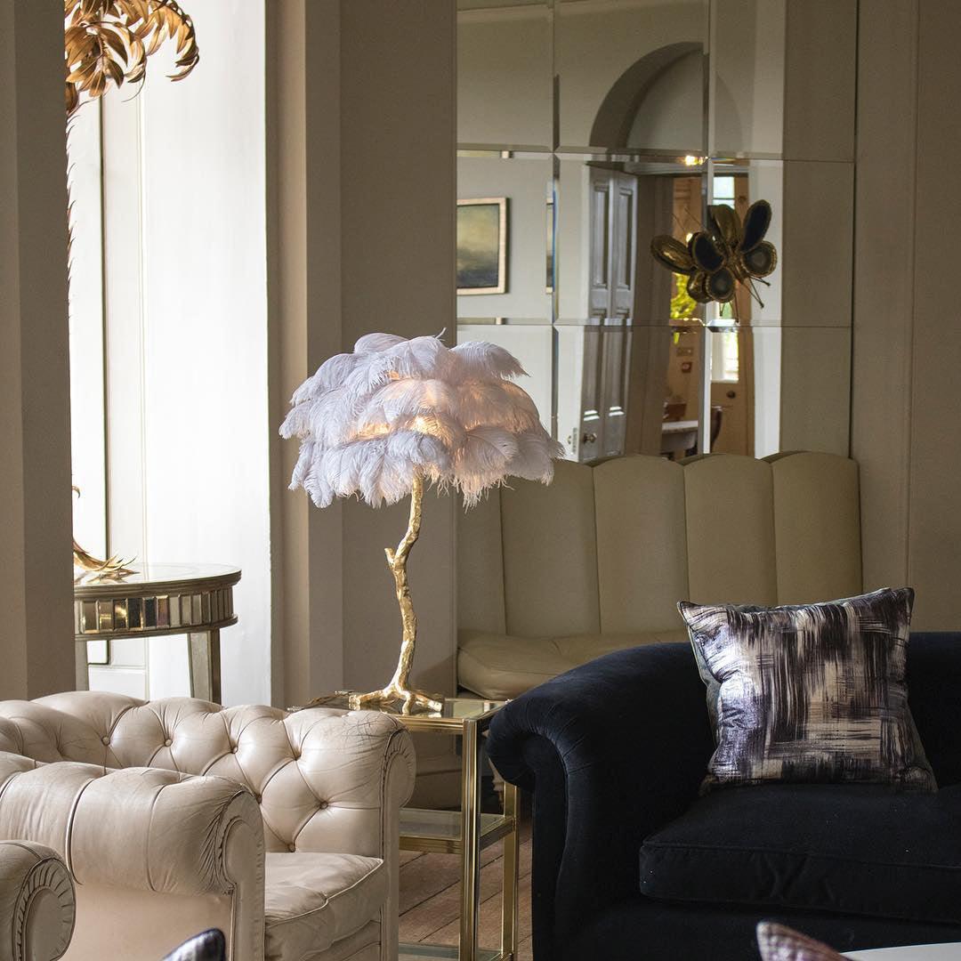 Ostrich Feather Reading Table Lamp