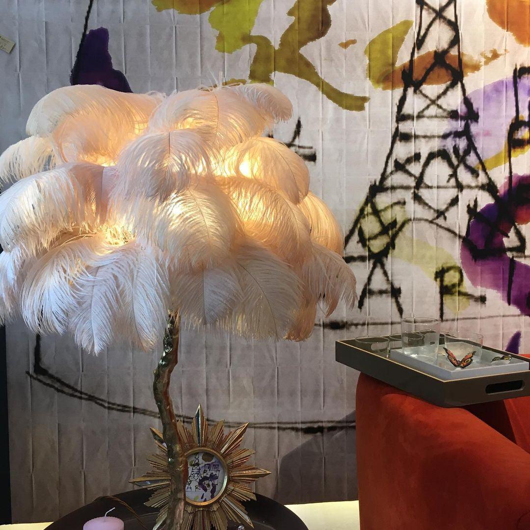 Ostrich Feather Reading Table Lamp