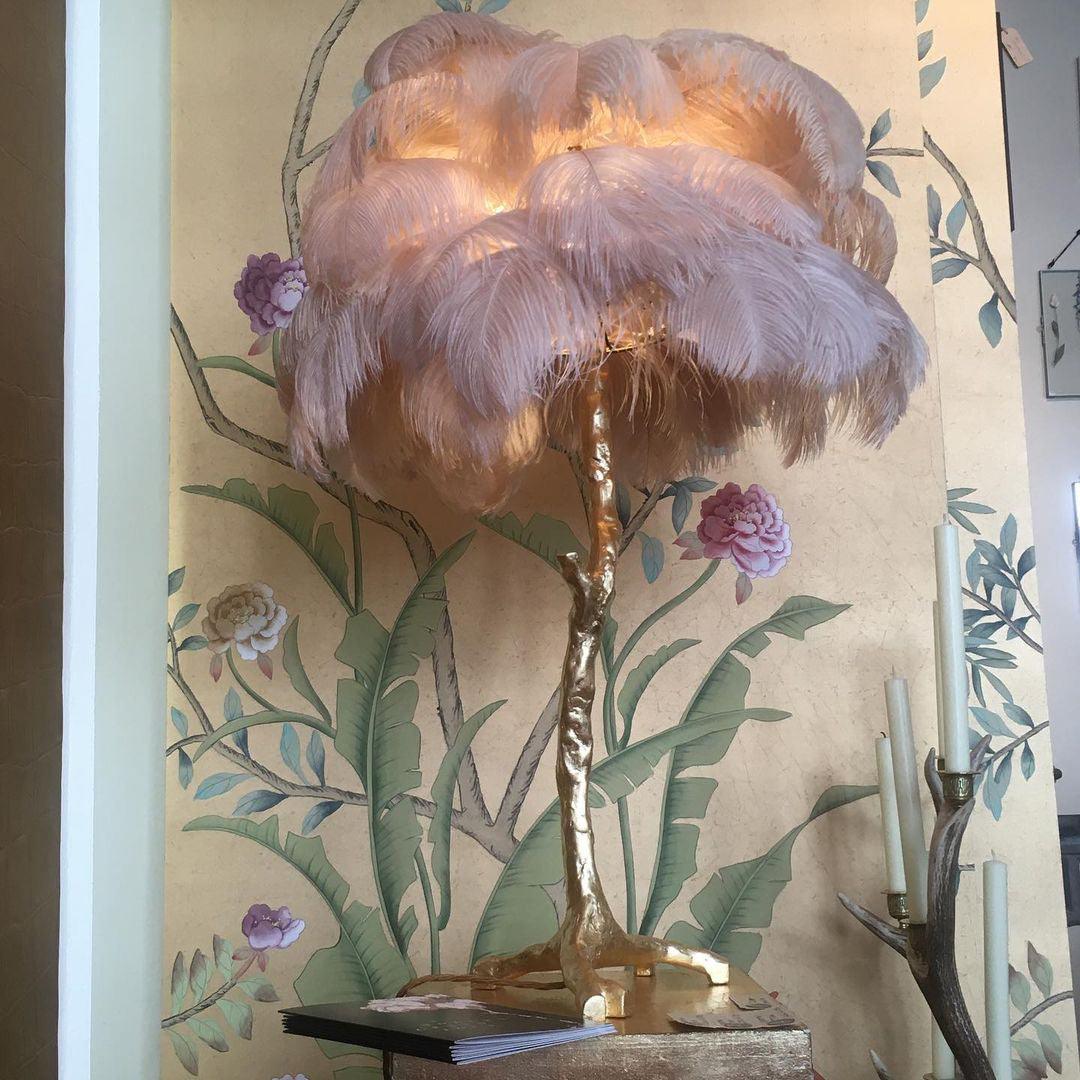Ostrich Feather Reading Table Lamp