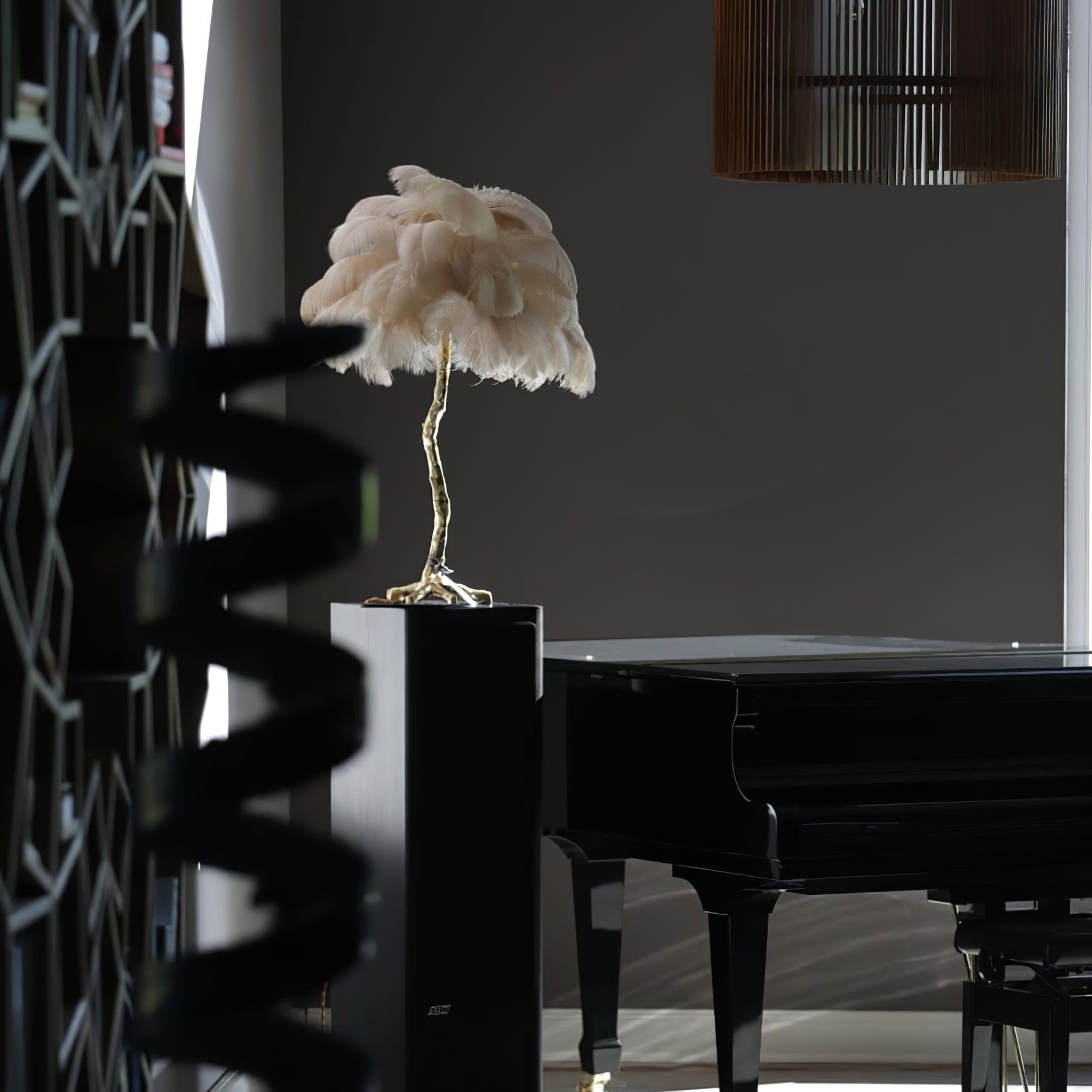 Ostrich Feather Reading Table Lamp