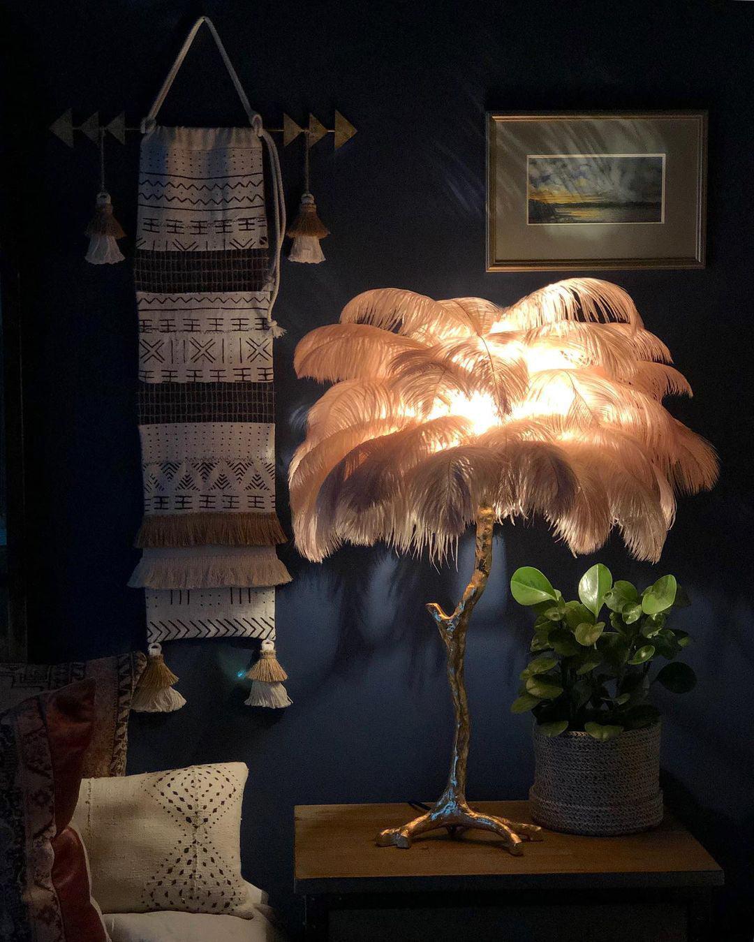 Ostrich Feather Reading Table Lamp