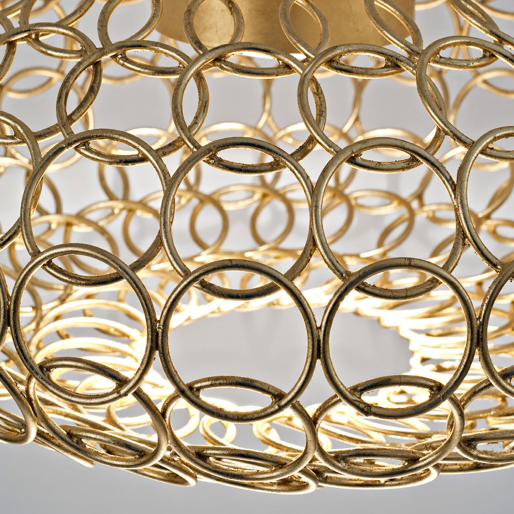 Oval Metal Light with Gold Leaf Chandelier