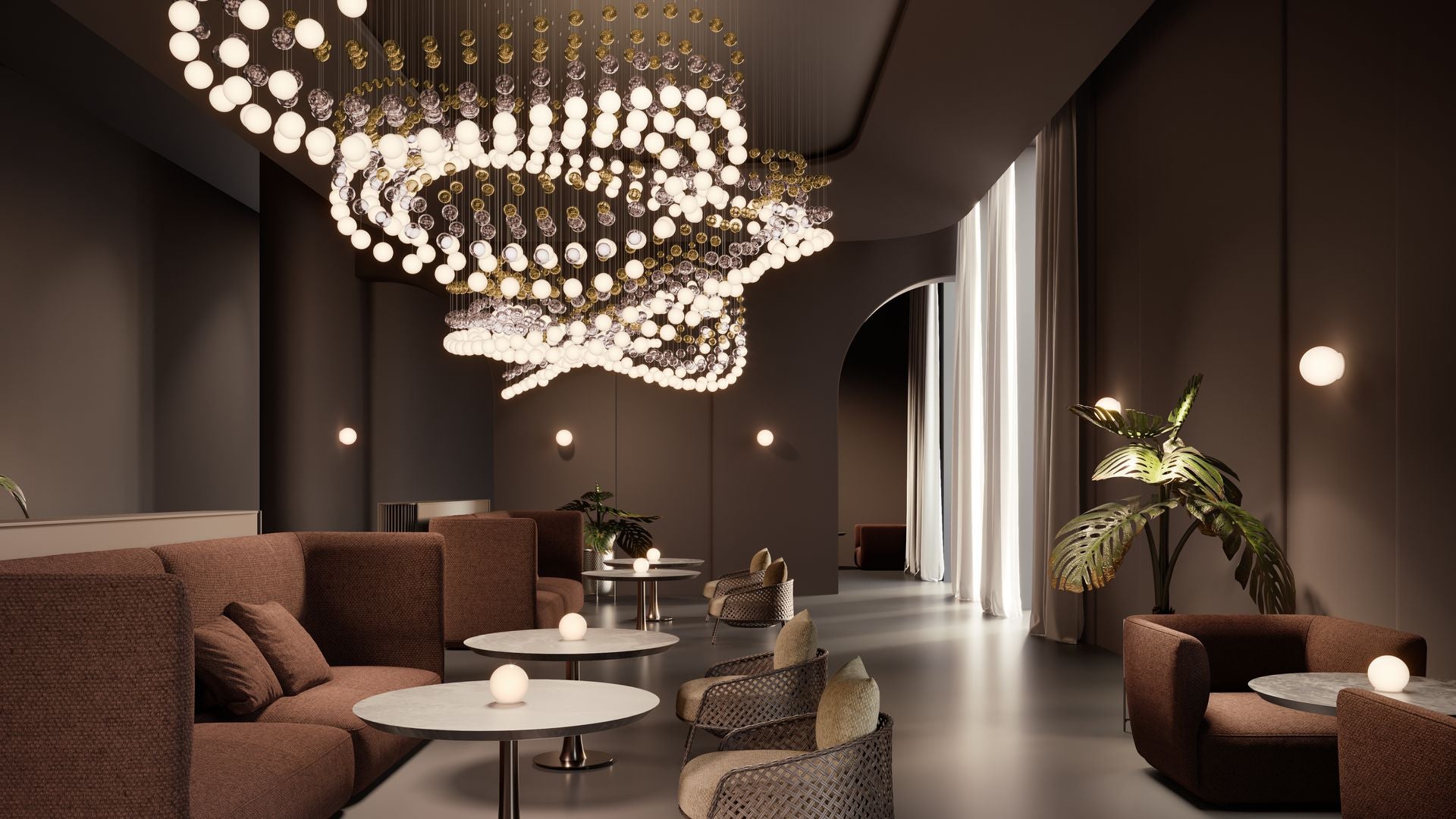 Pearl Curtain Customizable Chandelier