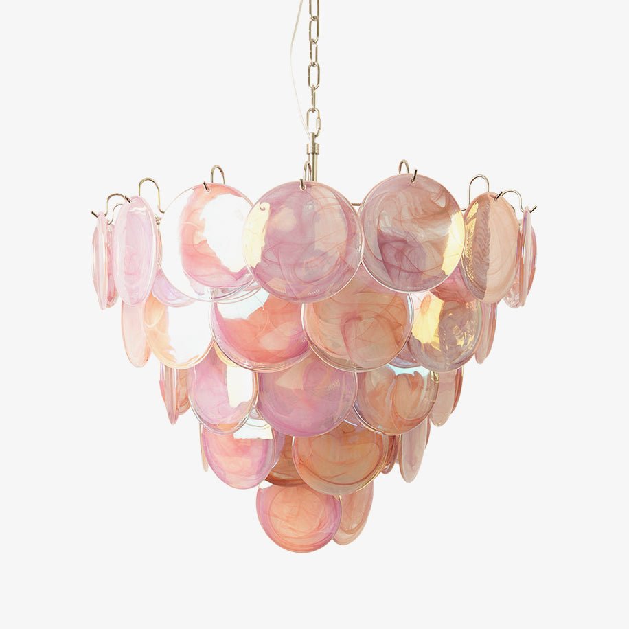 Pink Murano Disc Chandelier detail view 22