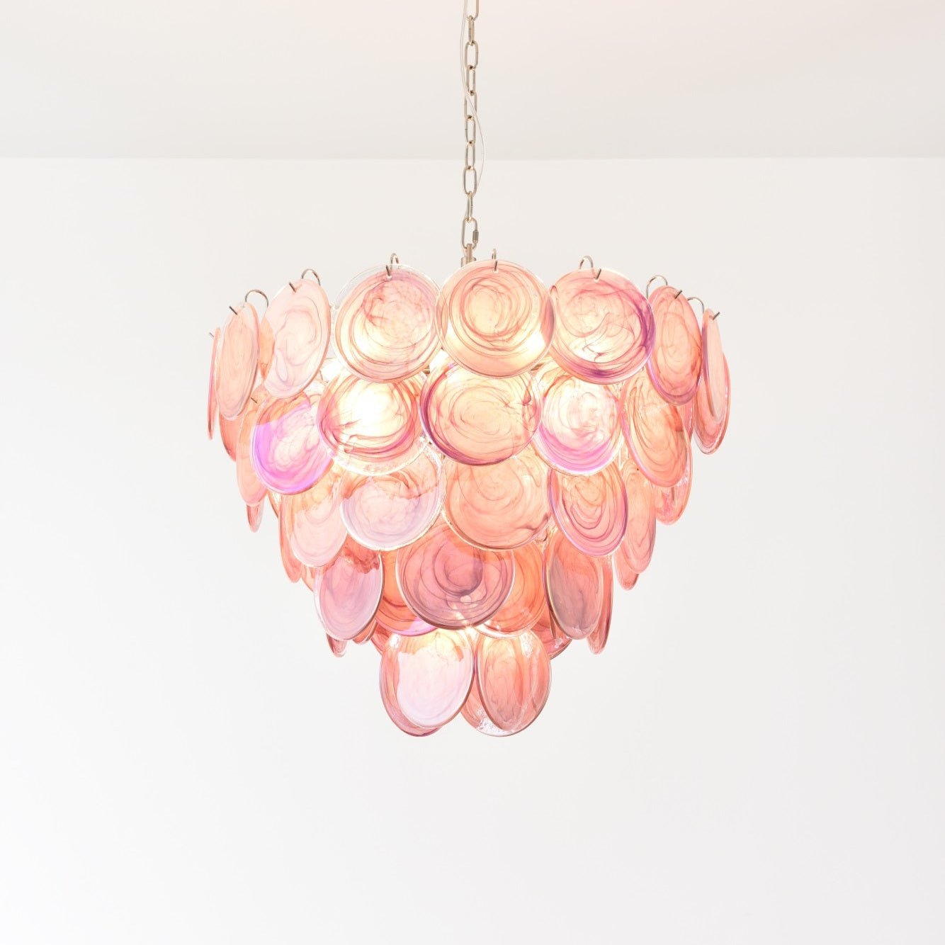 Pink Murano Disc Chandelier detail view 28