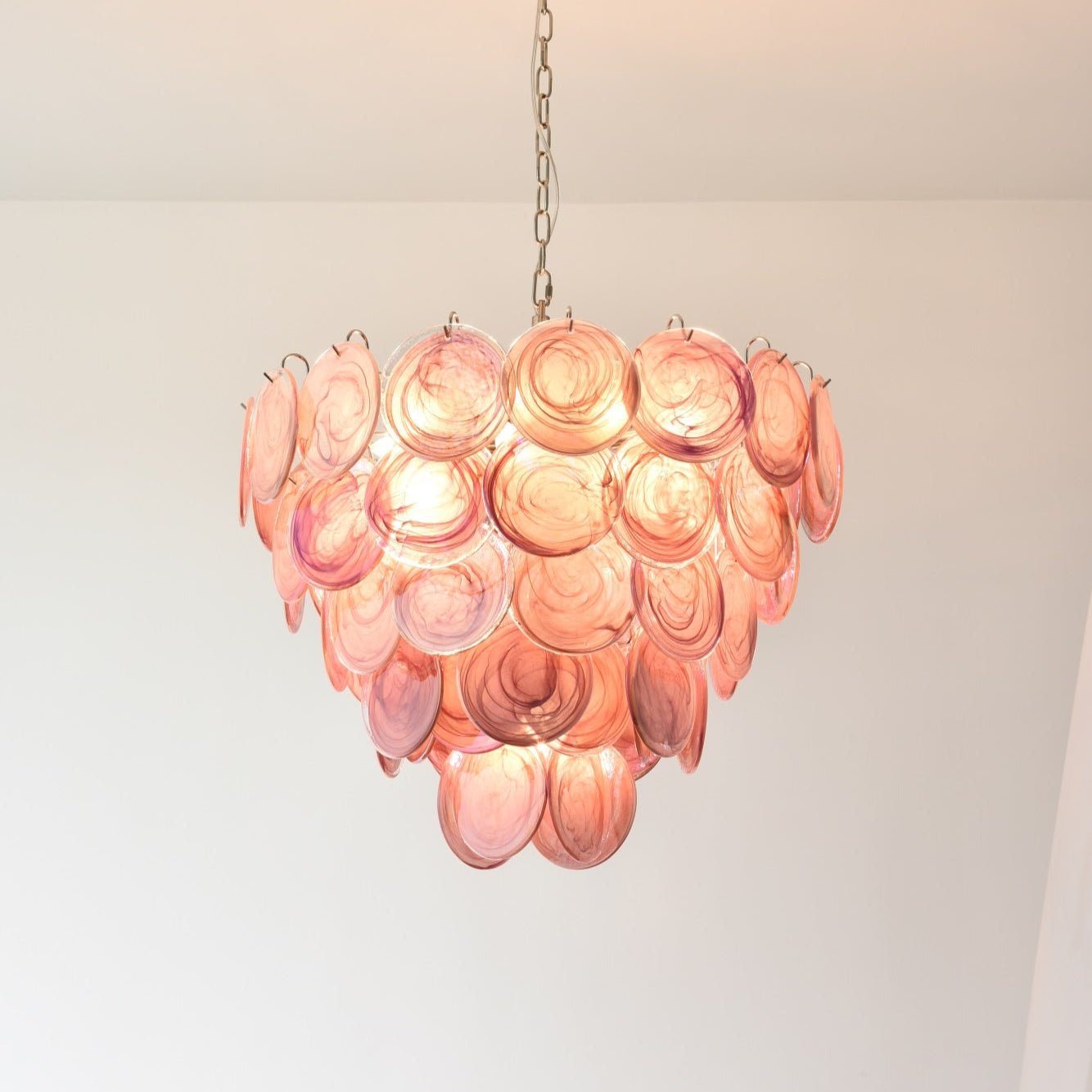 Pink Murano Disc Chandelier detail view 23