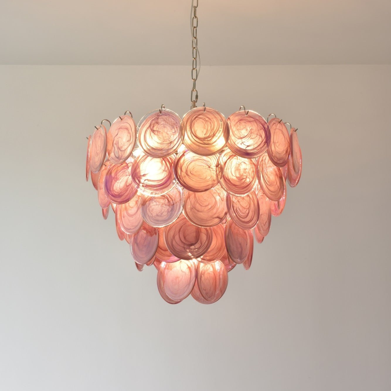 Pink Murano Disc Chandelier detail view 29