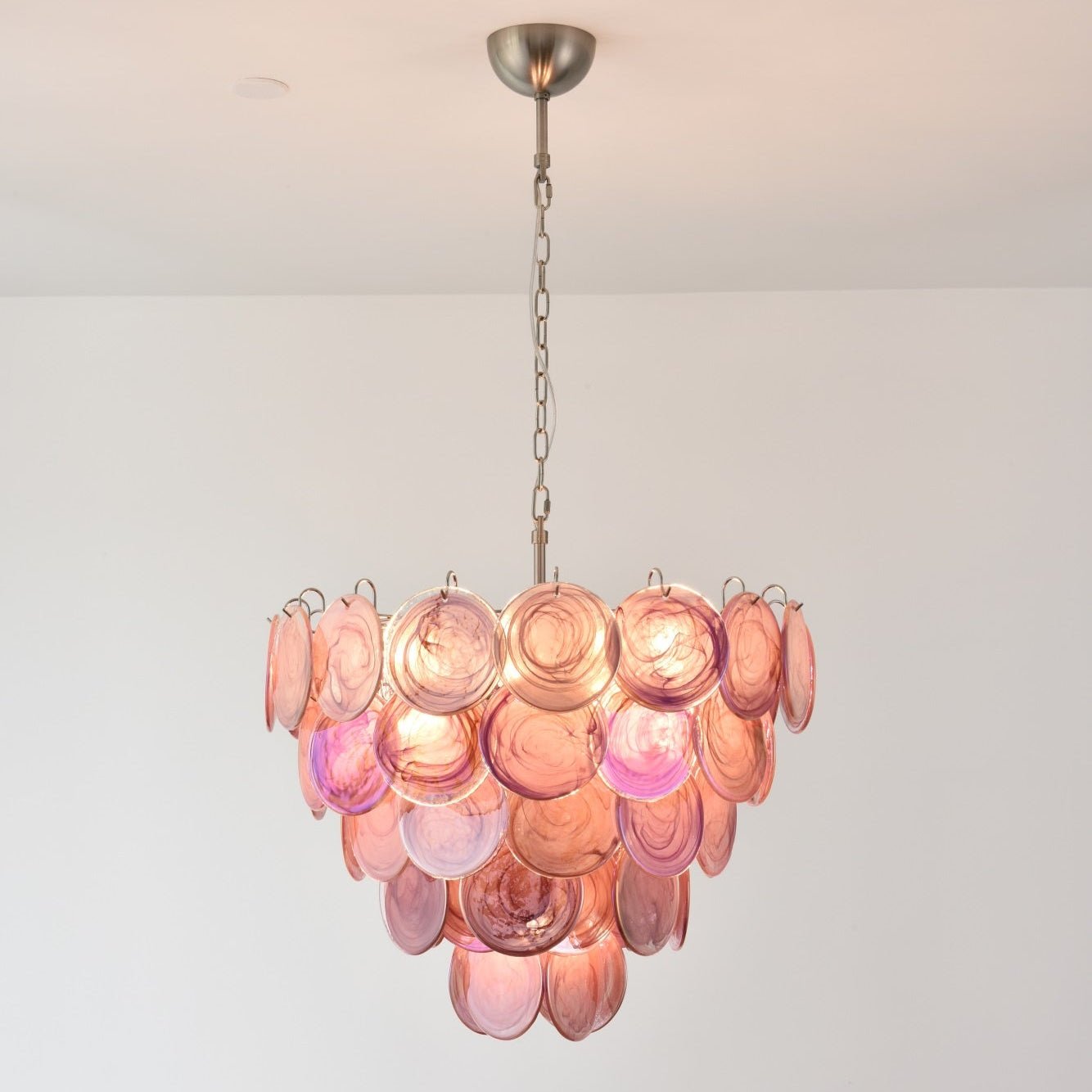 Pink Murano Disc Chandelier detail view 27
