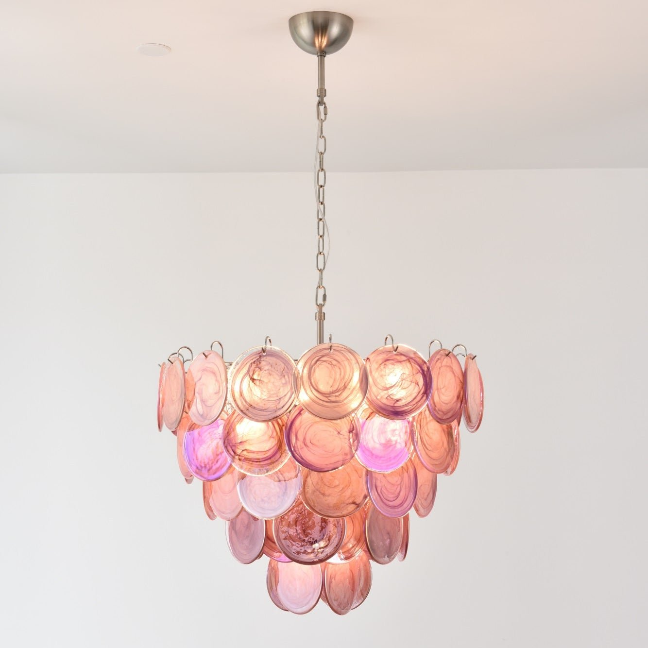 Pink Murano Disc Chandelier detail view 25