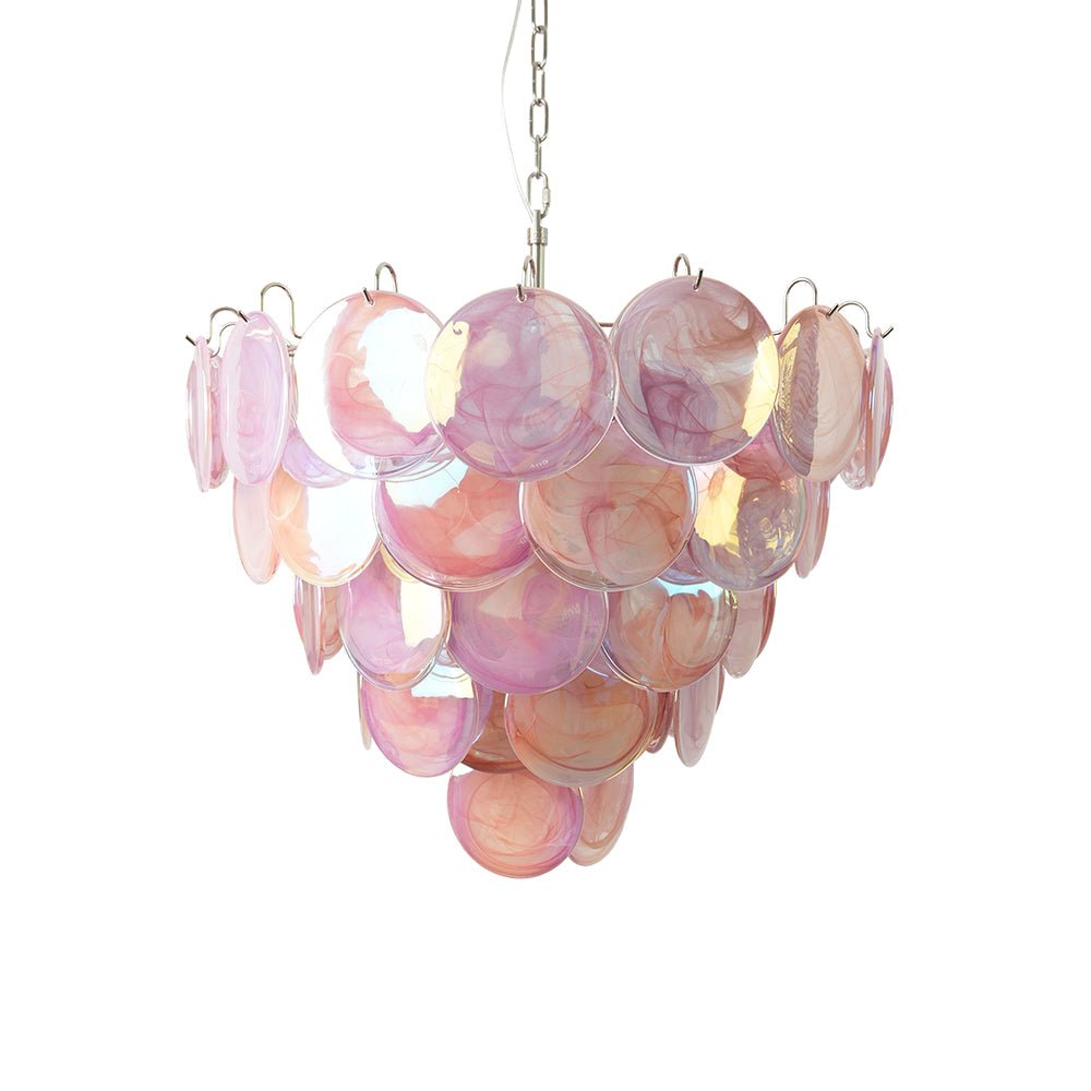 Pink Murano Disc Chandelier detail view 20