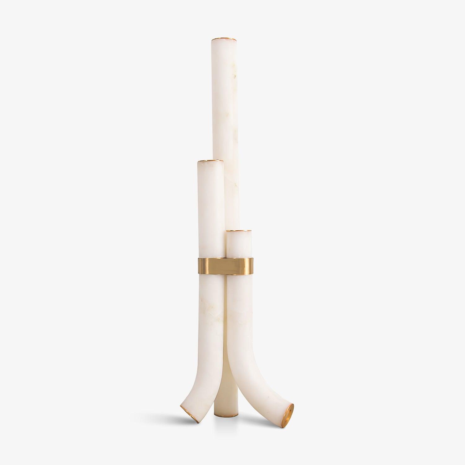 Piped Alabaster Floor Lamp floor lamp in brass, marble, iron, alabaster | Tianguang Select
