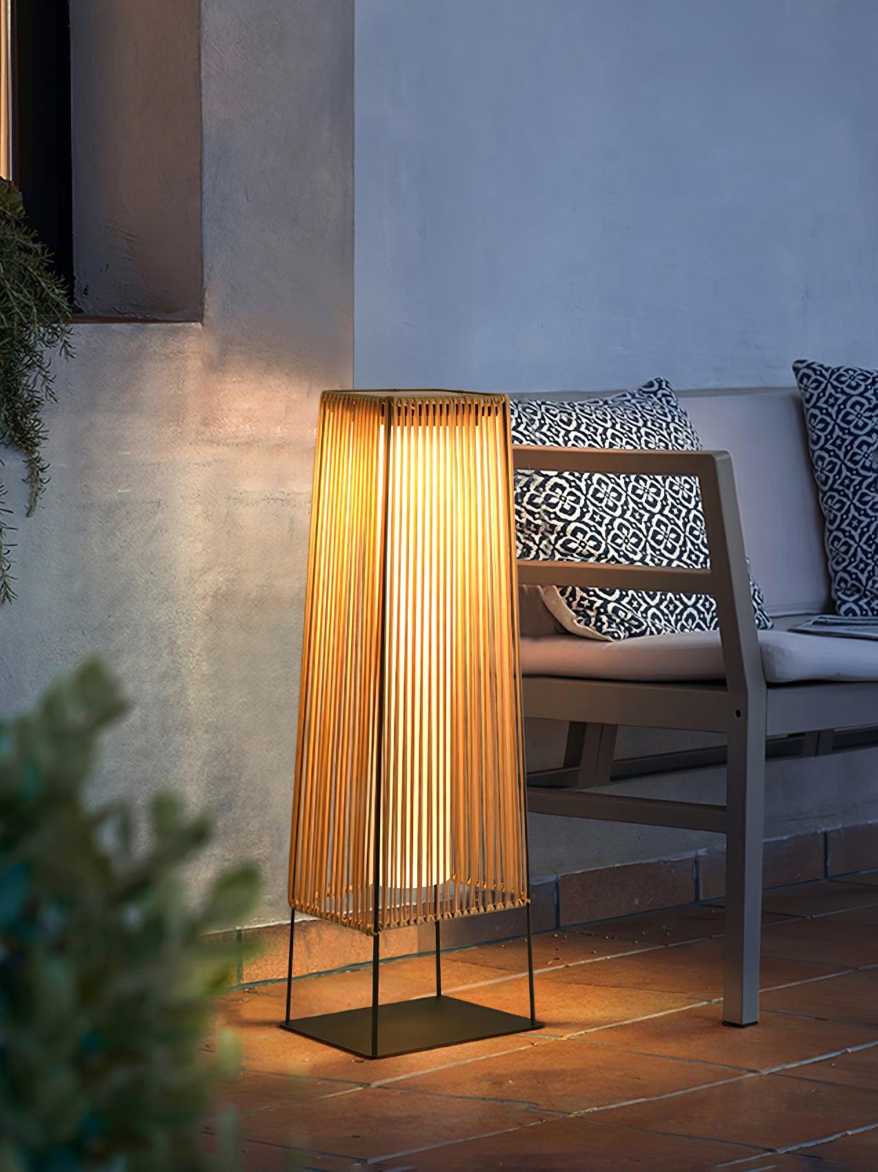 Plastic Rattan Outdoor Post Light Floor Lamp