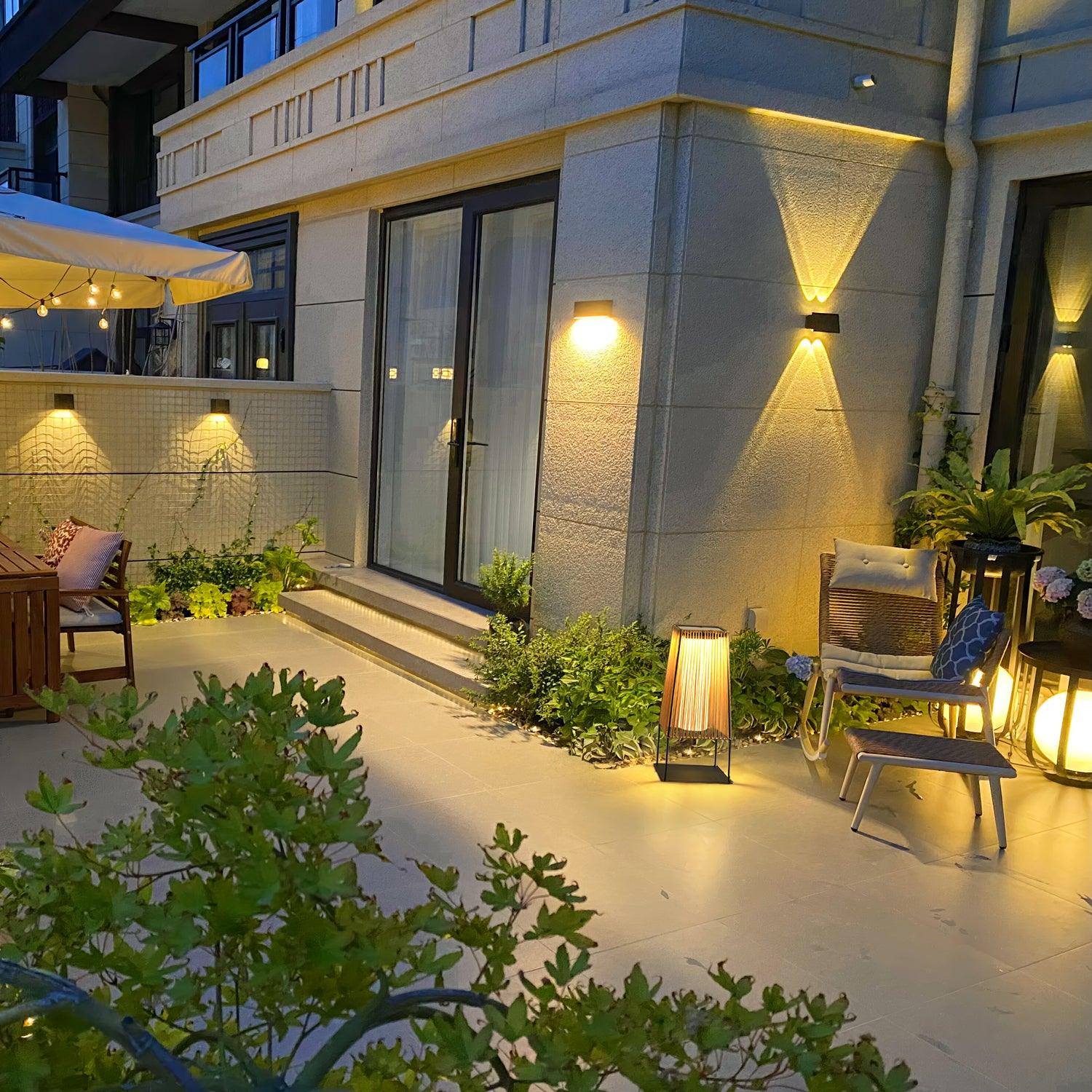 Plastic Rattan Outdoor Post Light Floor Lamp