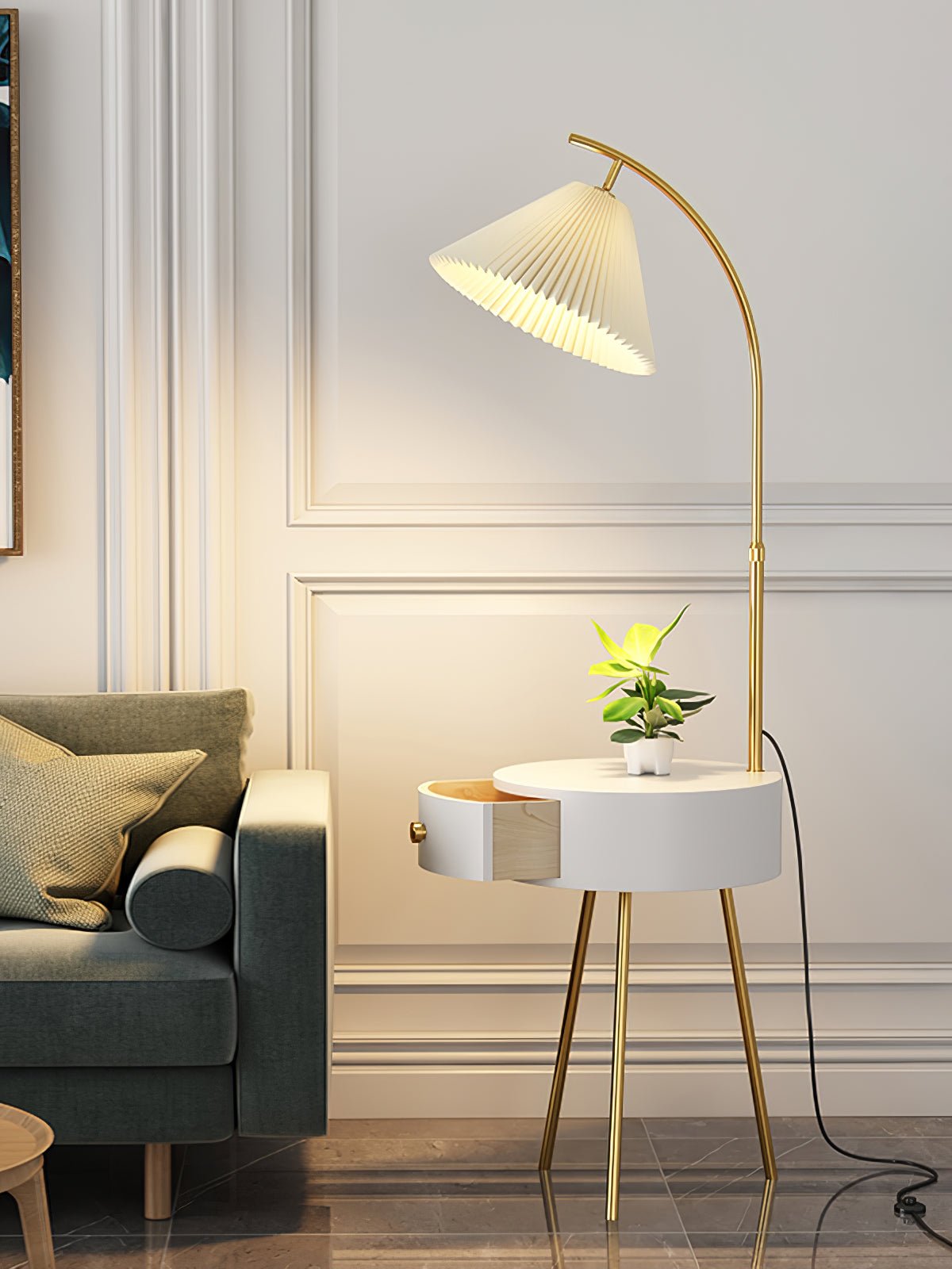 Pleated Arc Floor Light Floor Lamp