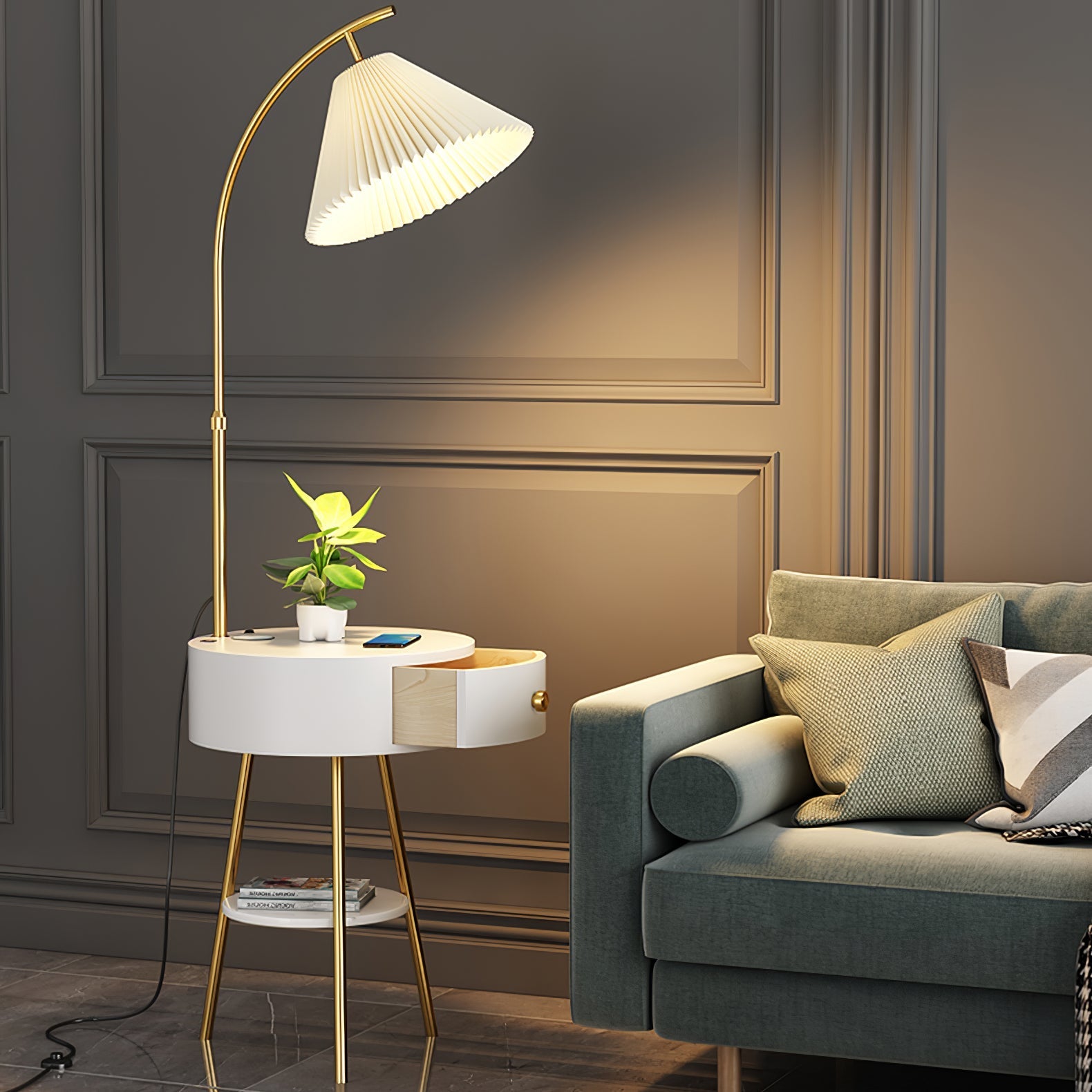 Pleated Arc Floor Light Floor Lamp
