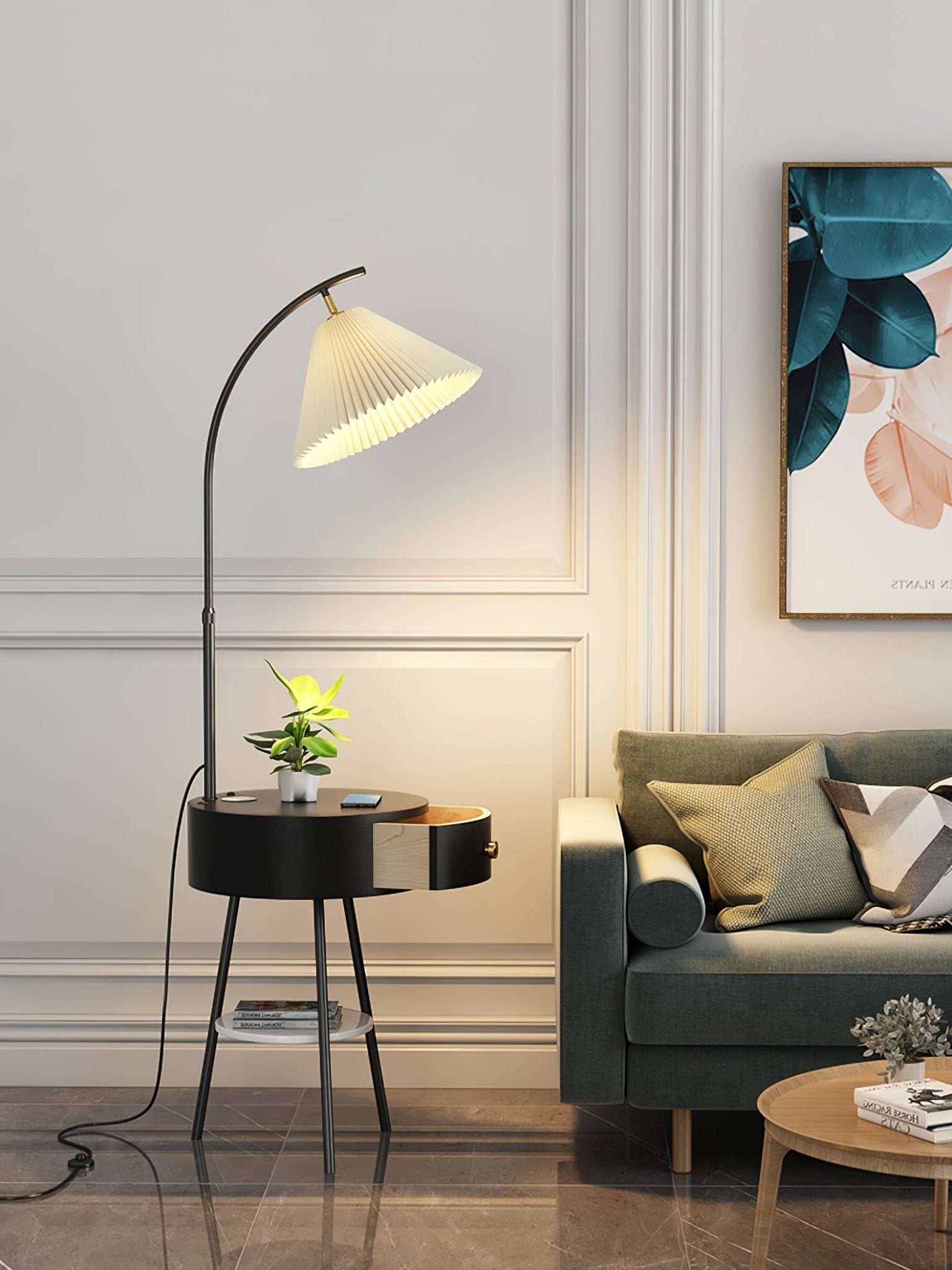 Pleated Arc Floor Light Floor Lamp