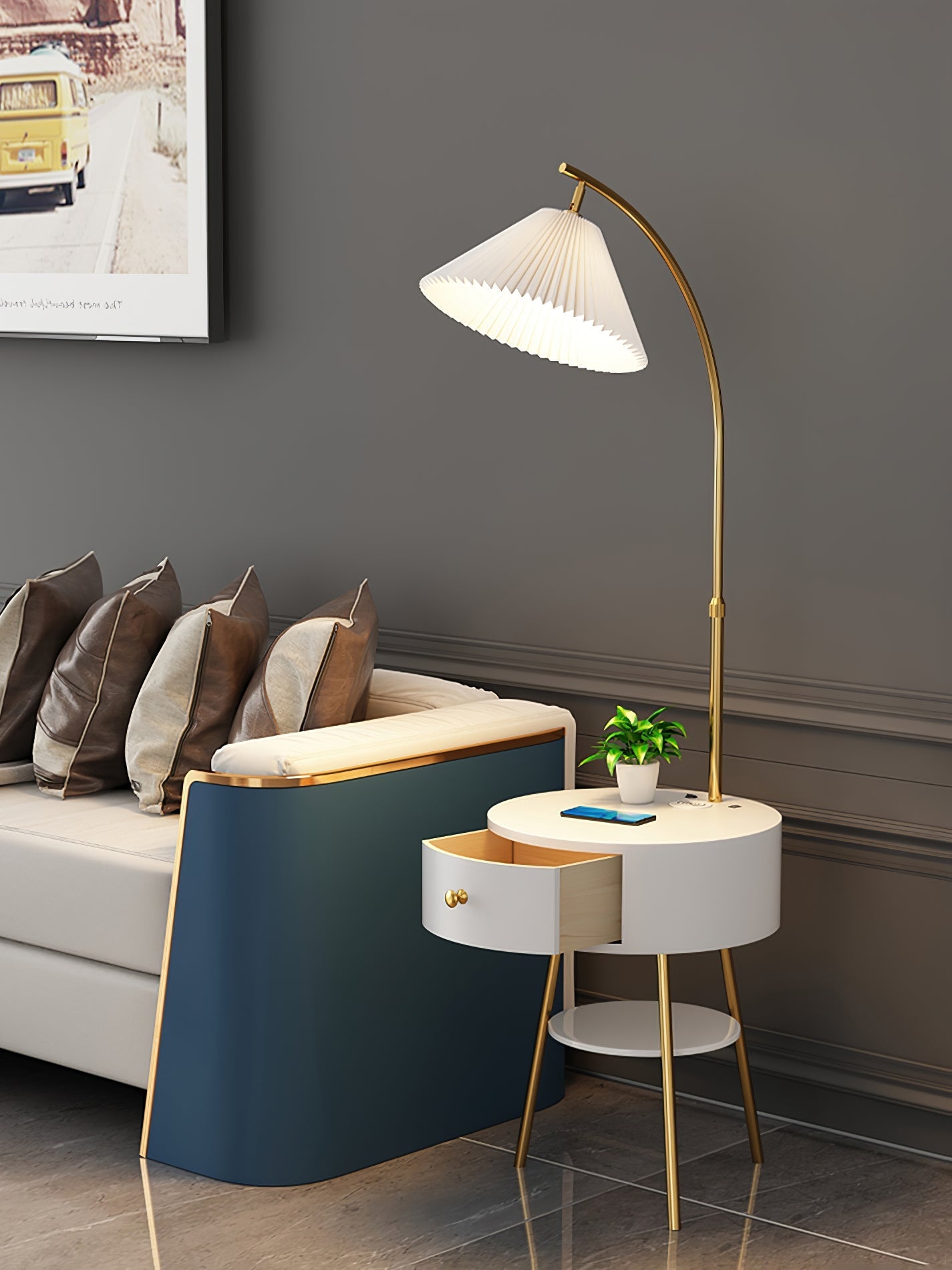 Pleated Arc Floor Light Floor Lamp