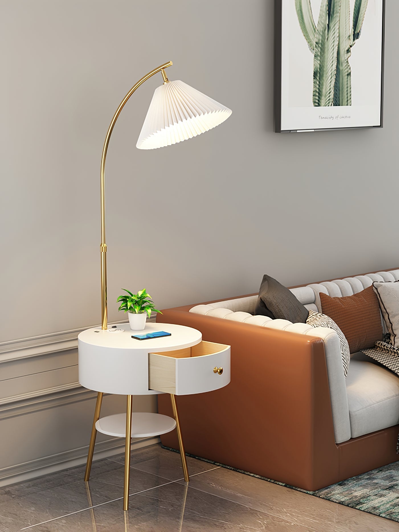 Pleated Arc Floor Light Floor Lamp