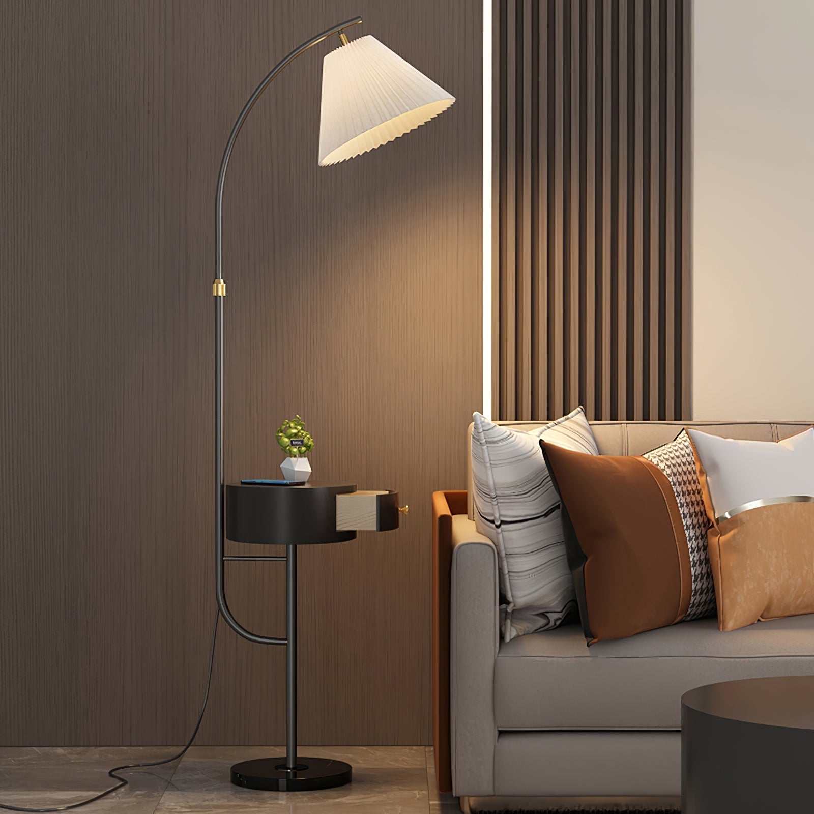Pleated Arc Floor Light Floor Lamp