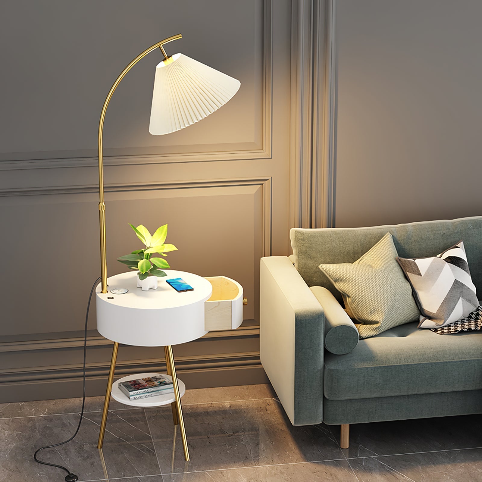 Pleated Arc Floor Light Floor Lamp